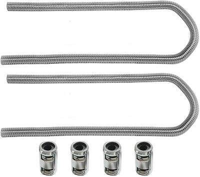 44" Chrome Stainless Steel Flexible Universal Heater Hose Kit w/Polished Cap