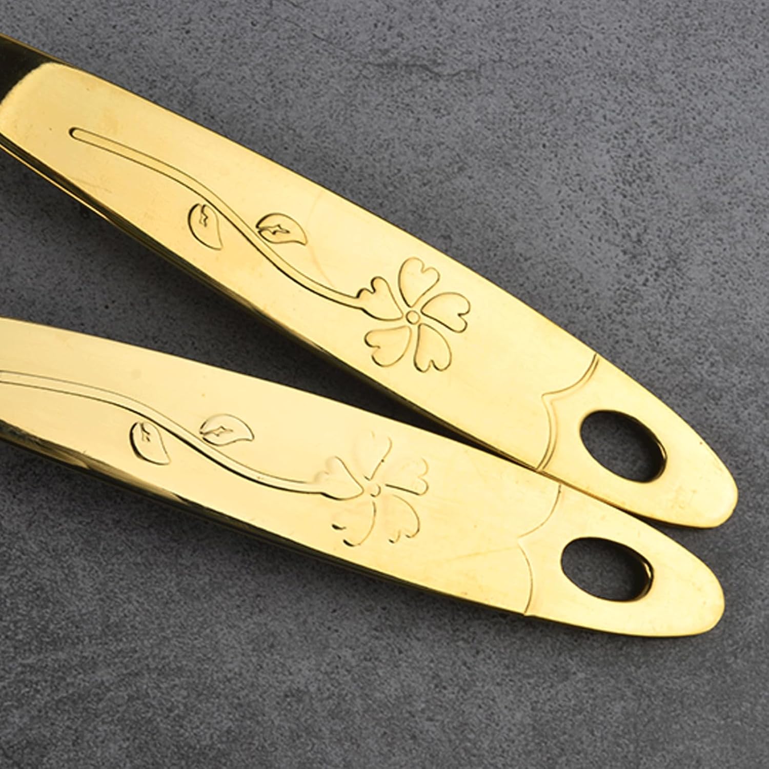 5-Piece Pure Copper Kitchen Cooking Utensils Set, Stylish Copper Kitchen Accessories, Cookware Set for Home or Restaurant Cooking (Brass)