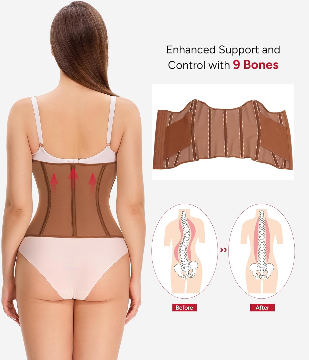 Nebility Waist Trainer for Women Corset Shapewear - Mesh Faja Body Shaper Waist Cincher Tummy Control Girdle Daily Wear - Image 3