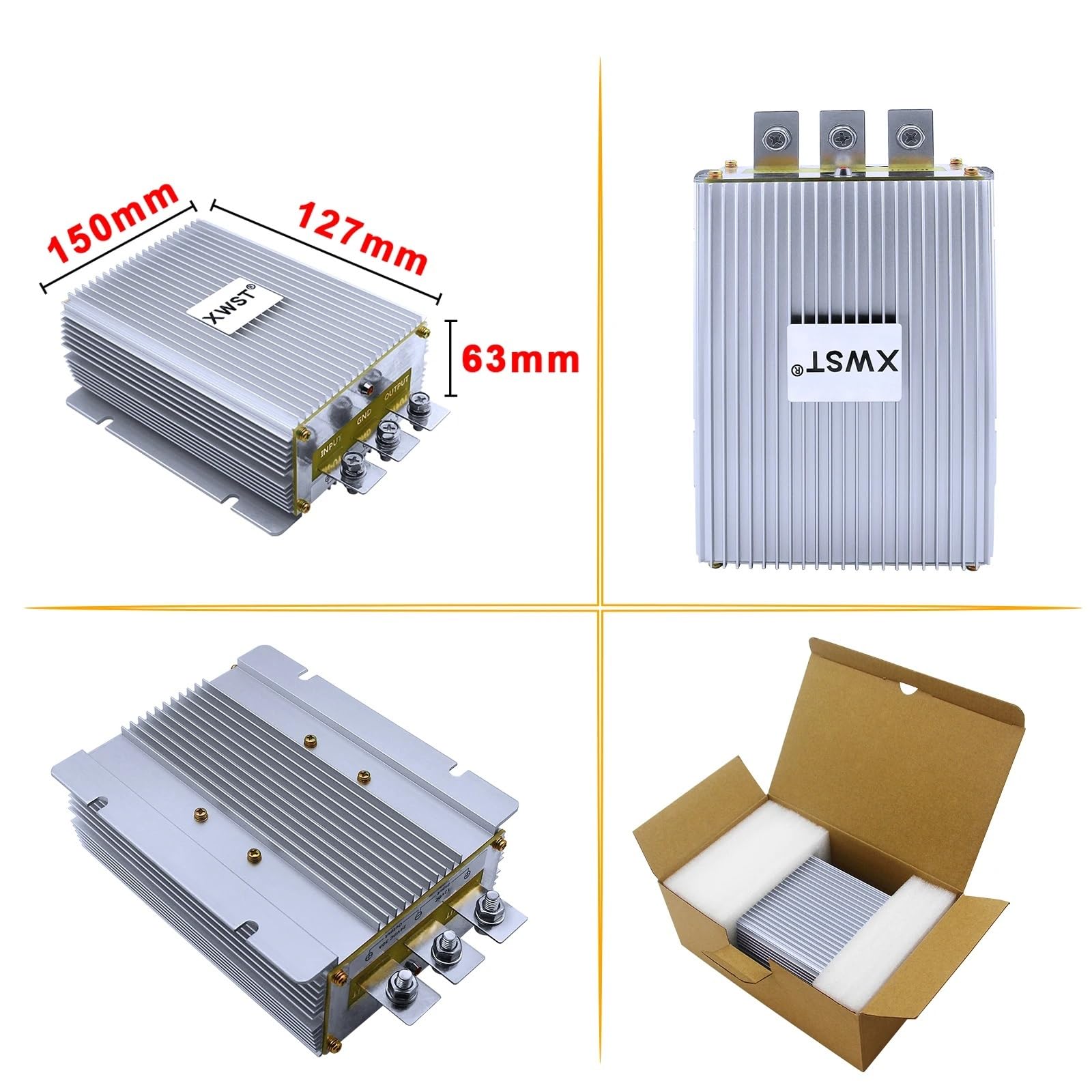 Przetwornica prądu stałego o dużej mocy, 12 V do 48 V, falownik samochodowy 10 A, 15 A, 480 W, 720 W (15A Aluminum Pro M)