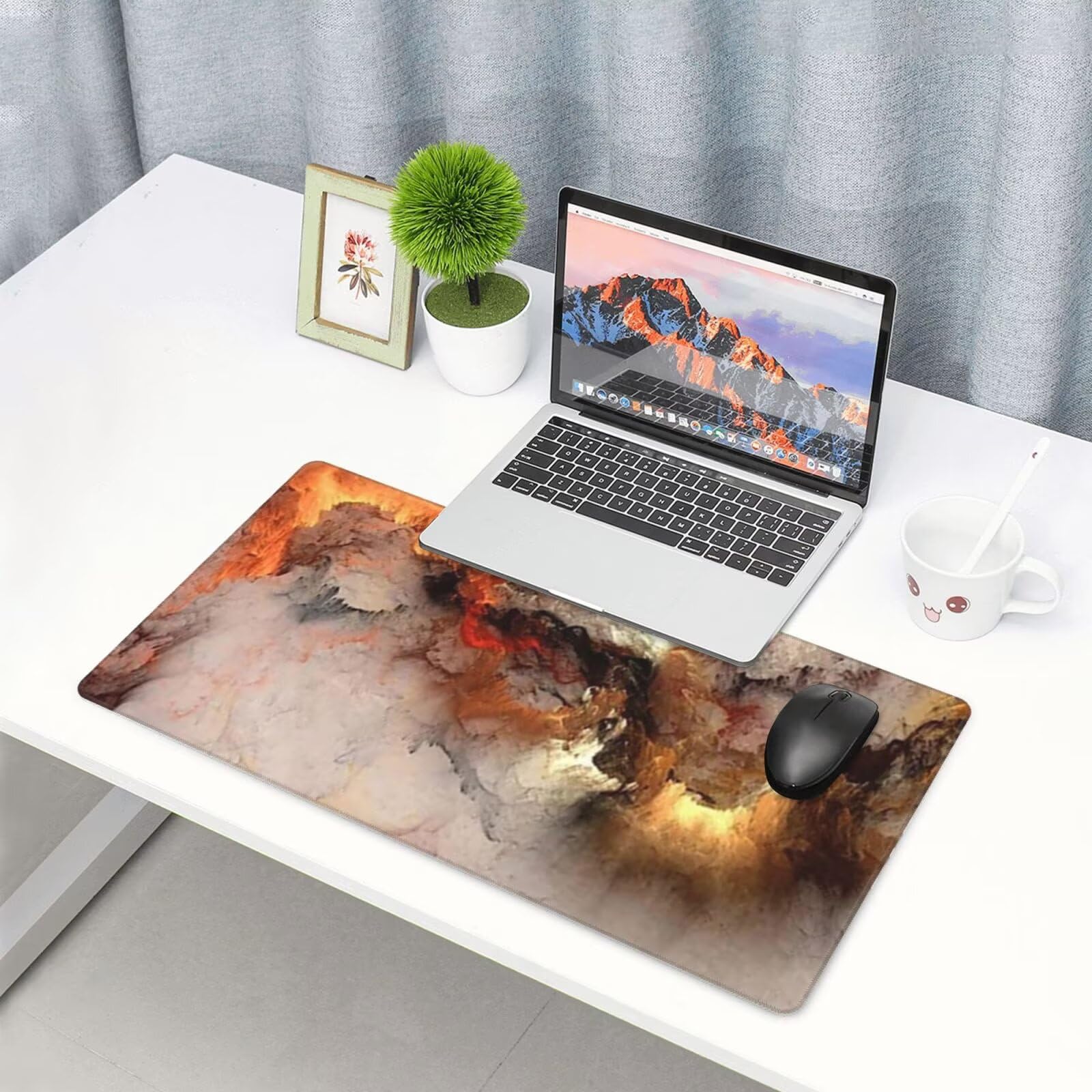 Tapis de Souris XXL 1200x600 mm, Abstrait Tapis de Souris Nuage Tapis Souris XXL 120 X 60 CM, Étanche Antidérapant Sous Main Bureau à Bords Cousus,Mouse Pad avec Surface en Caoutchouc antidérapant U-1