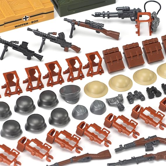 WW2 Weapons Accessories Pack Military Toy Building Set for Soldier Figures Bricks Model Army Tactical Outfits Gear Piece Kit