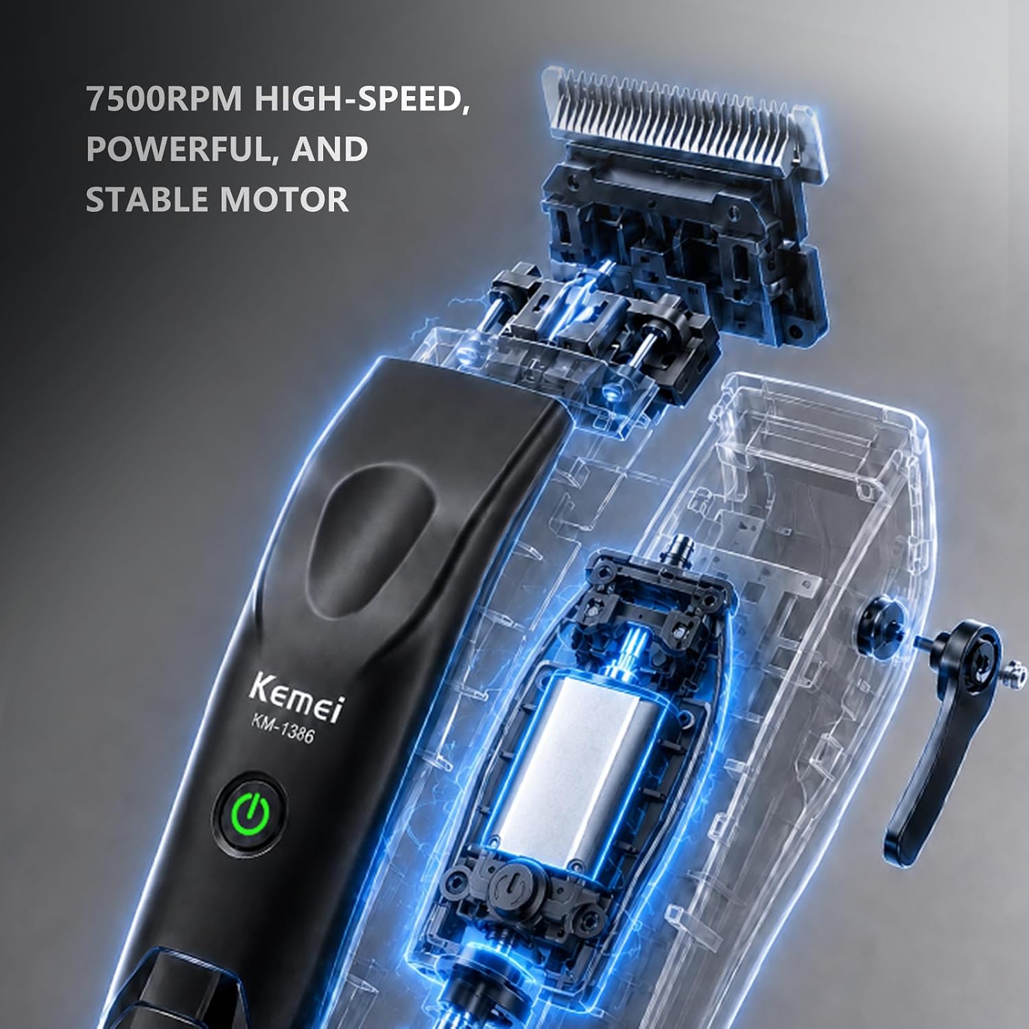 KEMEI 1386 Professional Hair Clippers for Men with Charging Base