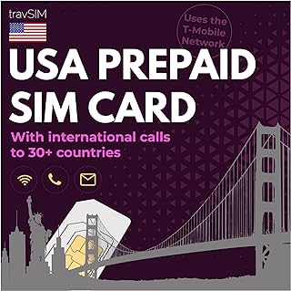 travSIM USA SIM Card | Uses the T-Mobile Network | 50GB data, unlimited national calls & texts | Sim card for USA also has unlimited calls to 30+ countries from the USA | USA SIM Card 21 days