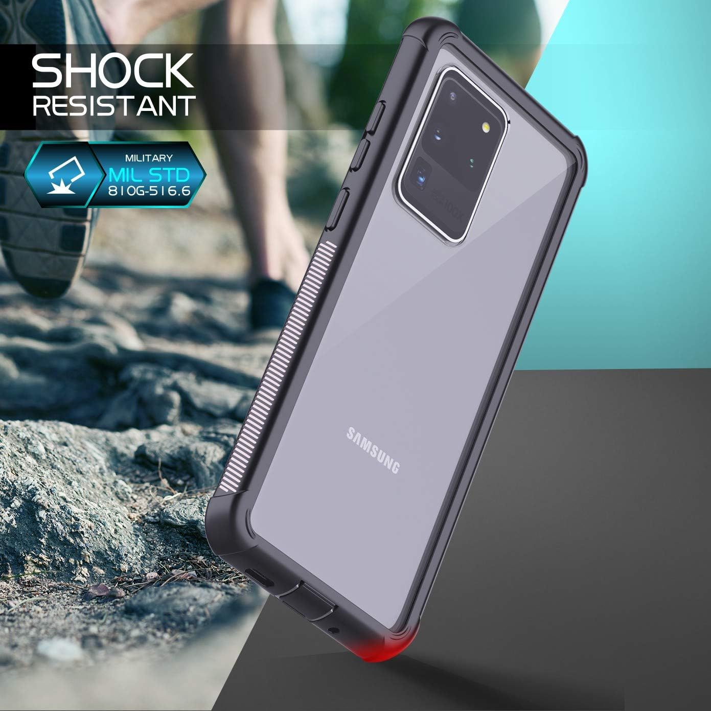 Temdan for Samsung Galaxy S20 Ultra Case, Built-in Screen Protector Full Body Heavy Duty Shockproof Case Support Wireless Charger for Samsung Galaxy S20 Ultra 5G 6.9 inch 2020 (Black)