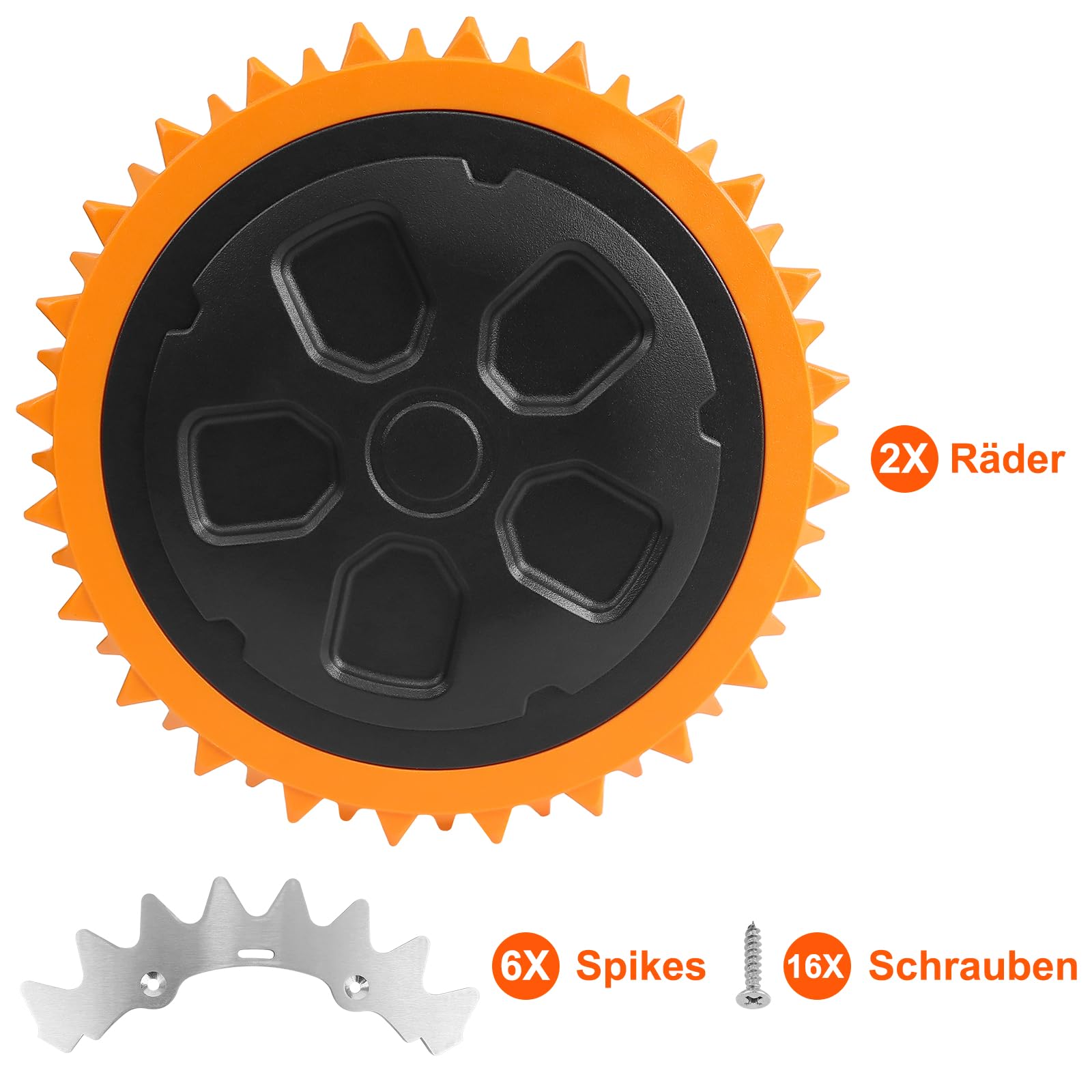 Roues Pour Worx Landroid-Lestées tout-terrain, avec pointes en acier inoxydable, compatibles pour robots tondeuses WR141E / WR142E / WR143E / WR165E / WR167E