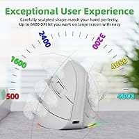 Vista 5 de Ratón ergonómico vertical inalámbrico recargable RGB de 2.4G y BT 5.1, 5 botones laterales, máximo 8400 DPI, para PC, portátil, para Windows 11 10