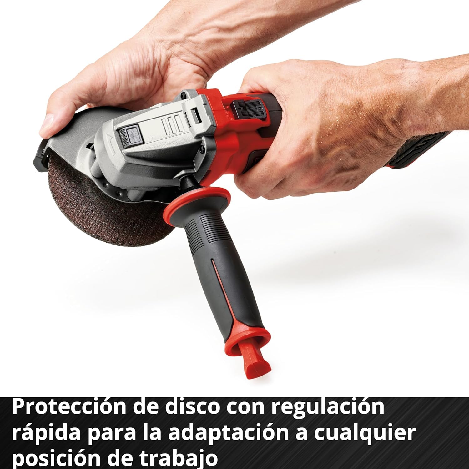 Einhell Amoladora angular con batería TE-AG 18/115-2 Li-Solo Power X-Change (18 V, 115mm, diámetro de disco, 28 mm de profundidad de corte, empuñadura adicional, sin disco de corte ni batería)
