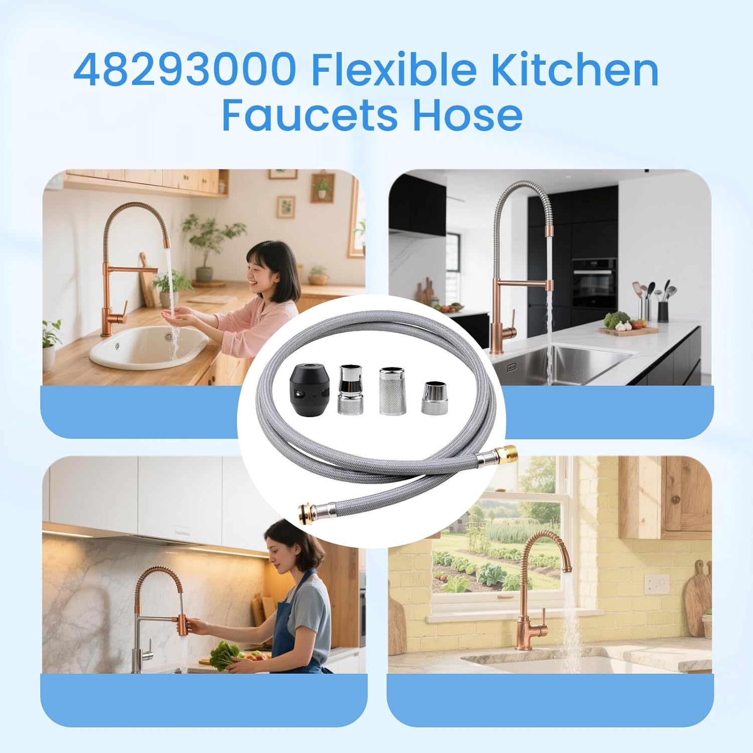 Kitchen Faucet Hose Replacement Parts for Grohe 48293000 Flexible Pull-Out Faucet Sprayer, Compatible with Grohe Pull-Down Sprayer, Faucet Hose Replacement