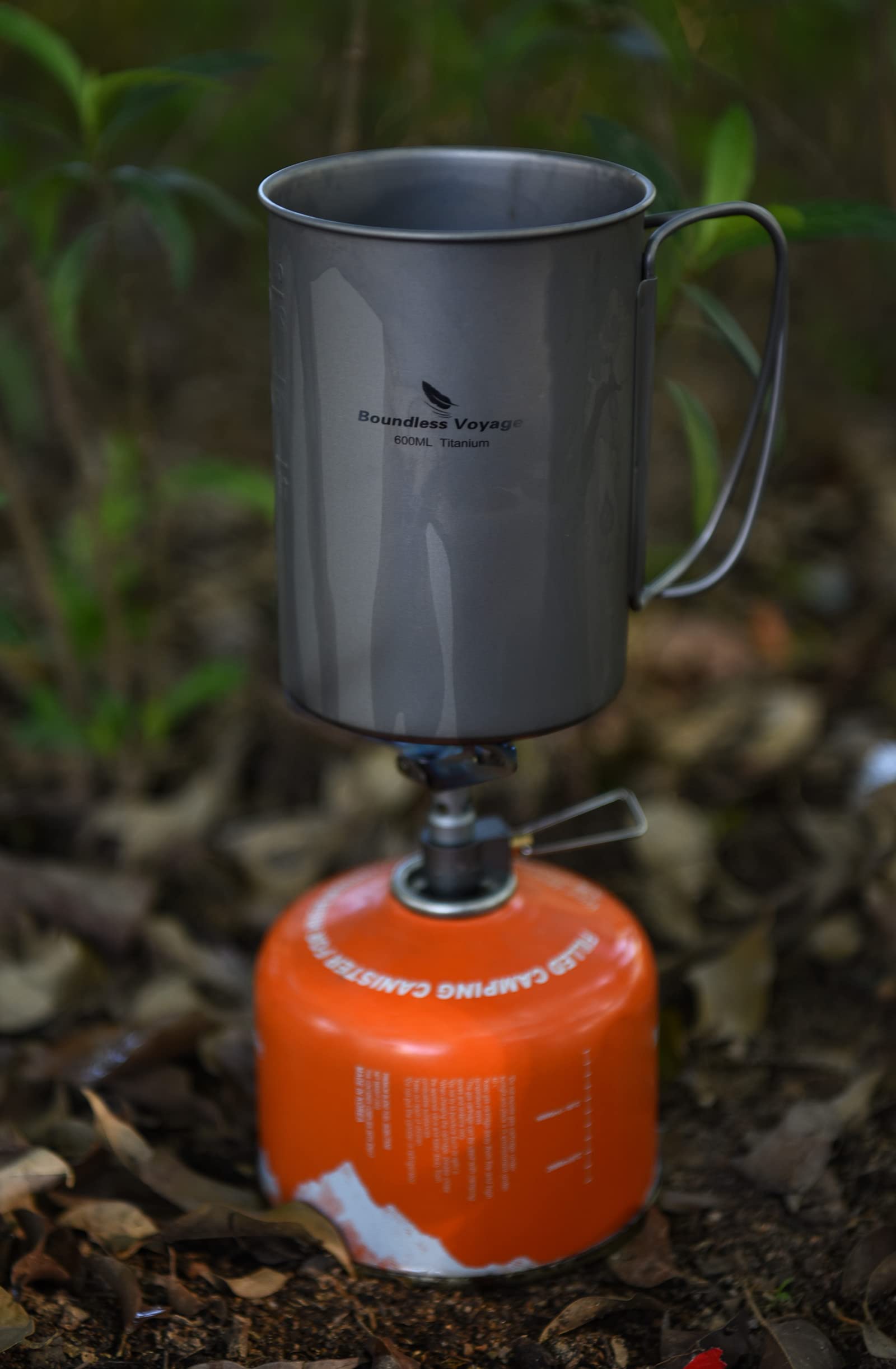 iBasingo Ti3049D Tasse en titane de 600 ml pour camping, extérieur, ouverture large, léger, portable, pour randonnée, pique-nique, cuisine en solo