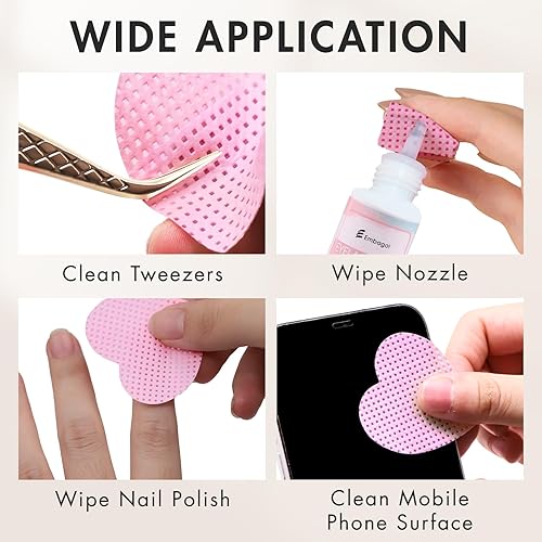 1000 Pcs Lint Free Nail Wipes Eyelash Extension Glue Wipes Non-Woven Fabric Lash Glue Nail Polish Remover Supplies (Pink)(Pink(400 Pcs))
