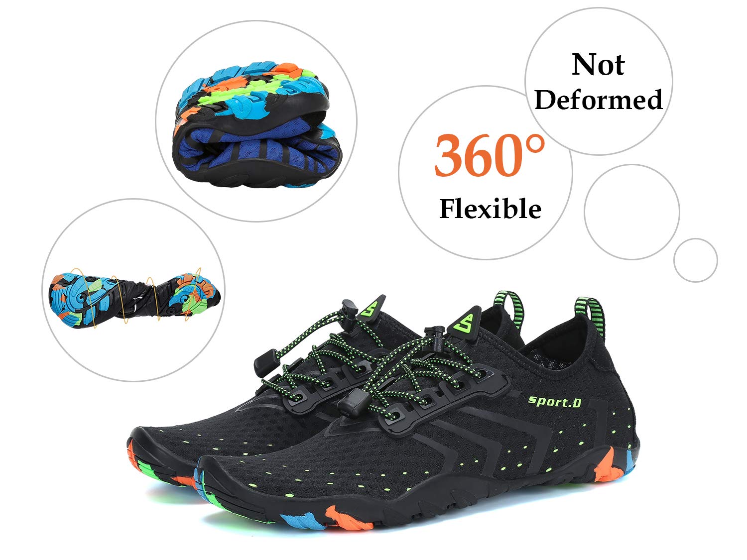 SAGUARO Badeschuhe für Herren Damen - 7/9 Drainagelöcher Schnelltrocknende rutschfest, Gr 35-48