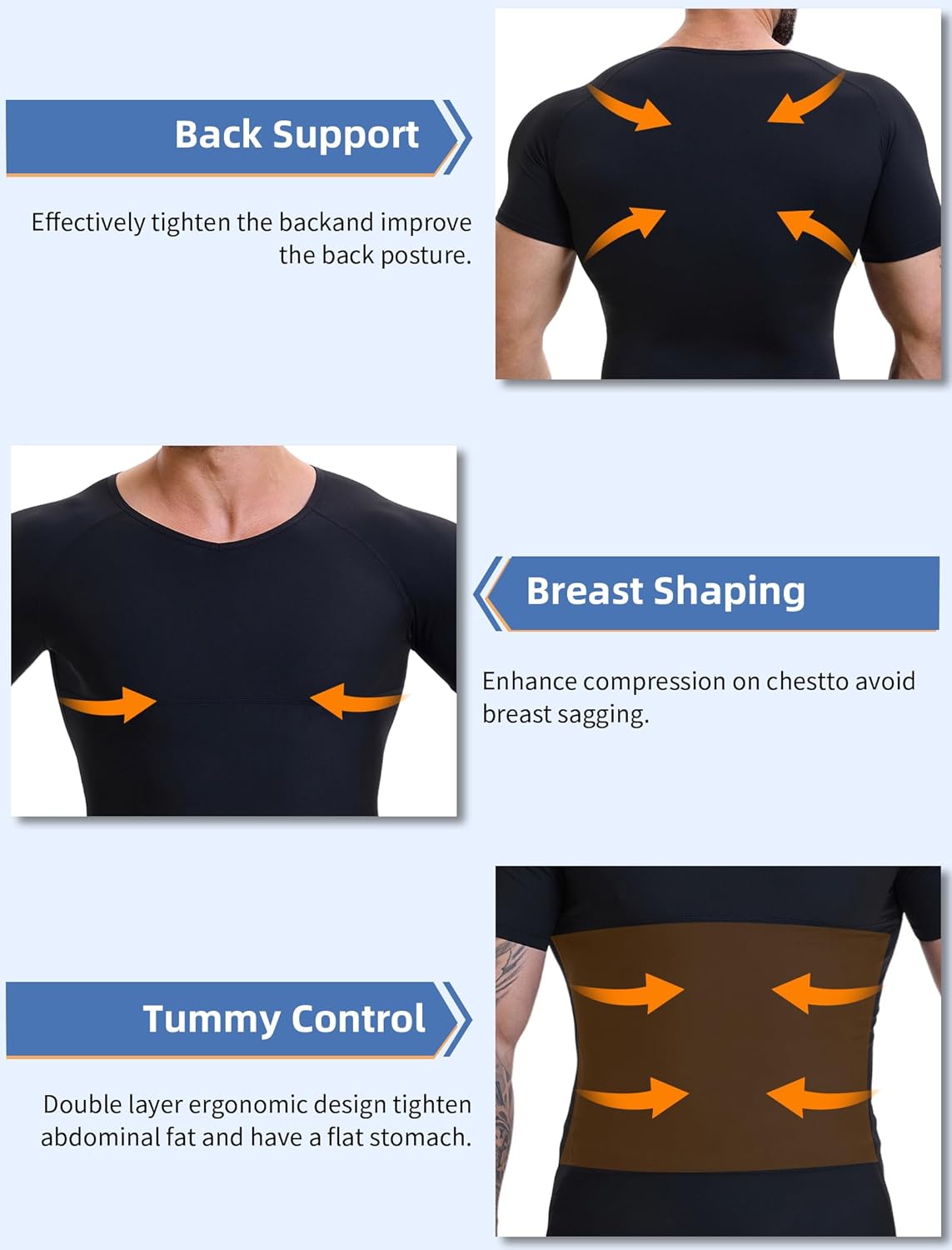 MISS MOLY Compression Shirts For Men Tummy Control Gynomastica Slimming Undershirt V Neck Short Sleeve Shapewear - Image 2