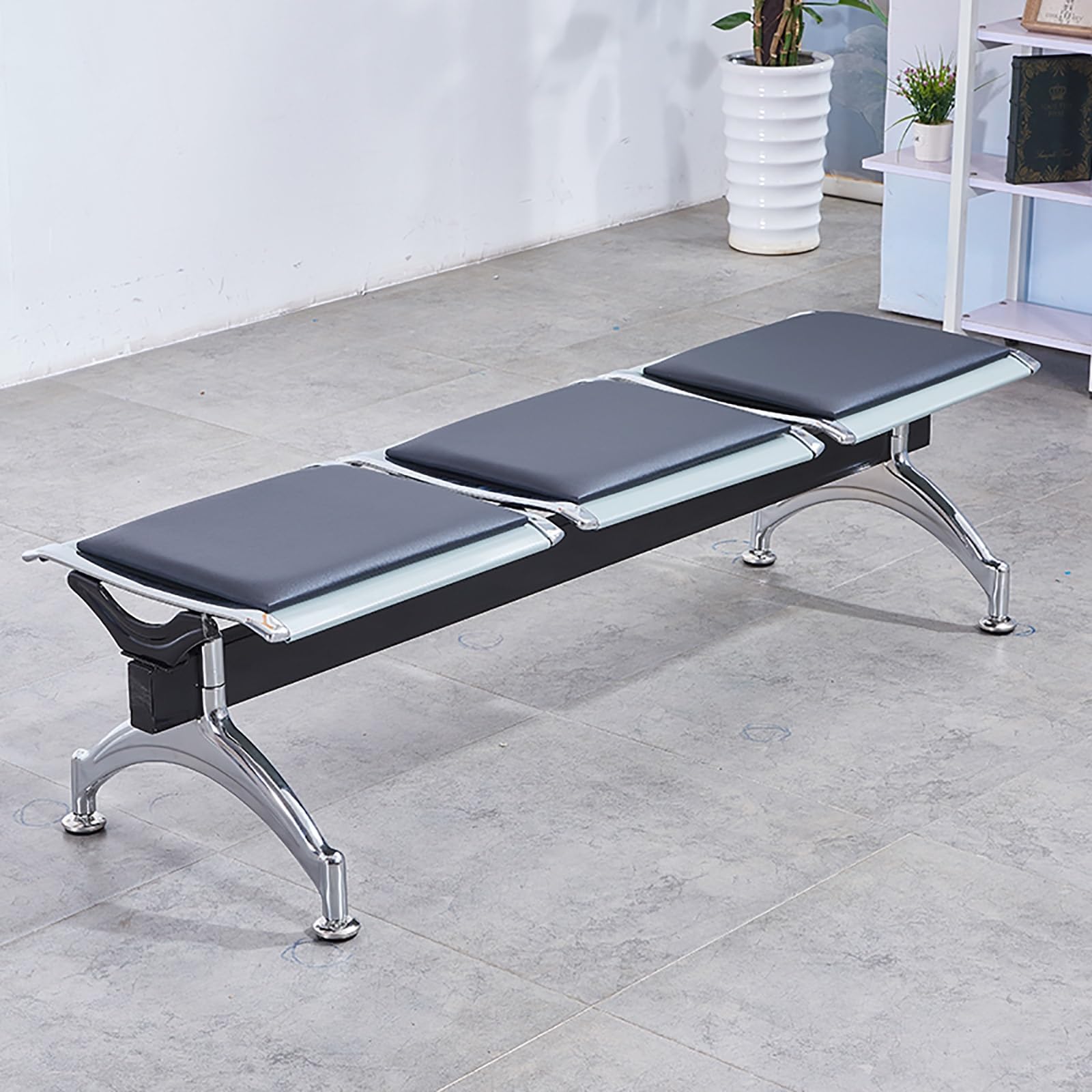 HCZKIUJY 3-Seat Waiting Room Bench with Soft Cushions - Reception Chair for Office, Airport, Hospital, Bank, Salon & Barbershop - Comfortable Seating Solution