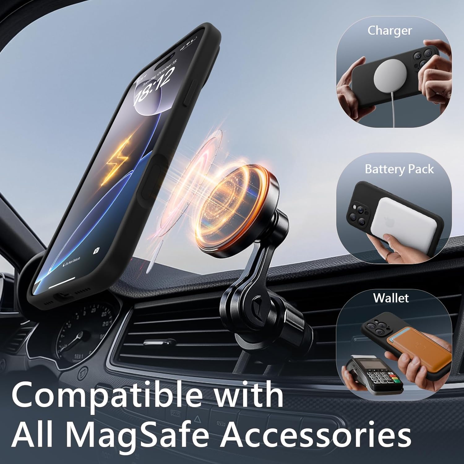 FlyReal Magnetic for iPhone 16 Pro Max Case, Compatible with MagSafe, (Integrated Silicone Camera Control Button & Camera Protection) +Screen Protectors, Microfiber Lining Case 6.9", Black - Image 5