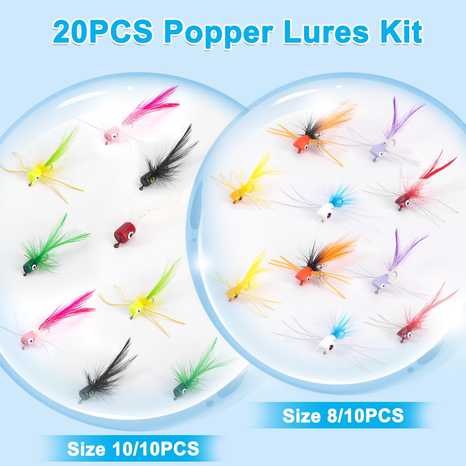 Fly Fishing Poppers Flies for Trout Bass Salmon Panfish Bluegill Crappie Fly Popper Lures