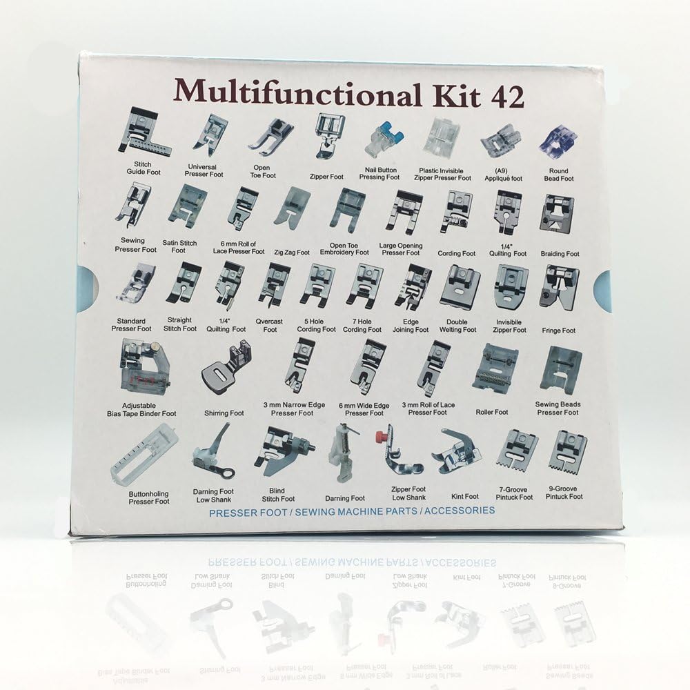 FQTANJU 42 Pcs/Set Deluxe Package Professional Sewing Machine Presser Foot Used for Most of Low Shank Domestic Sewing Machines - Brother, Singer, Babylock, Janome etc.