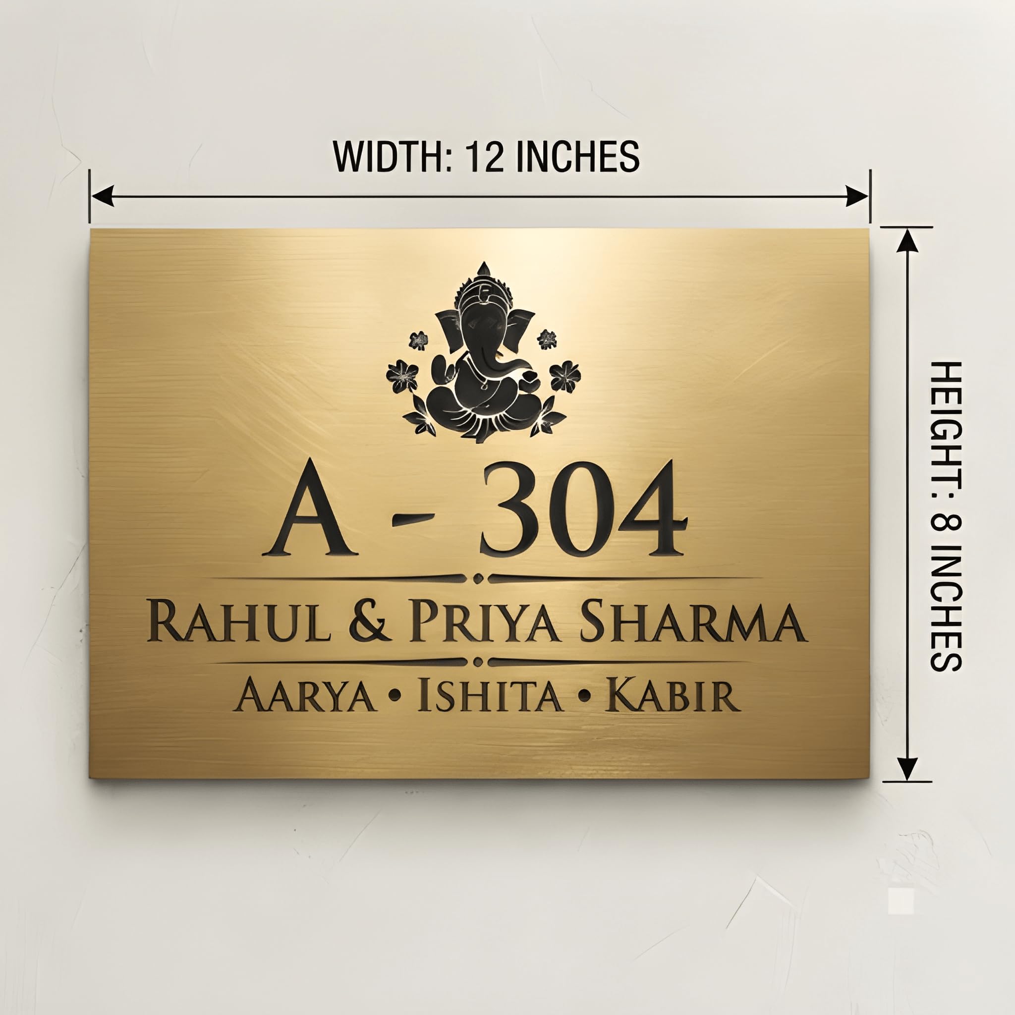 Name Plate for Outdoor Home/Office, Large Size, Self Adhesive Door Name Plate, (Choose Your Own Logo, Om, Swastik, Ganesha and many more, Personalised Name board, (12x8 inches). — Amazon image 2