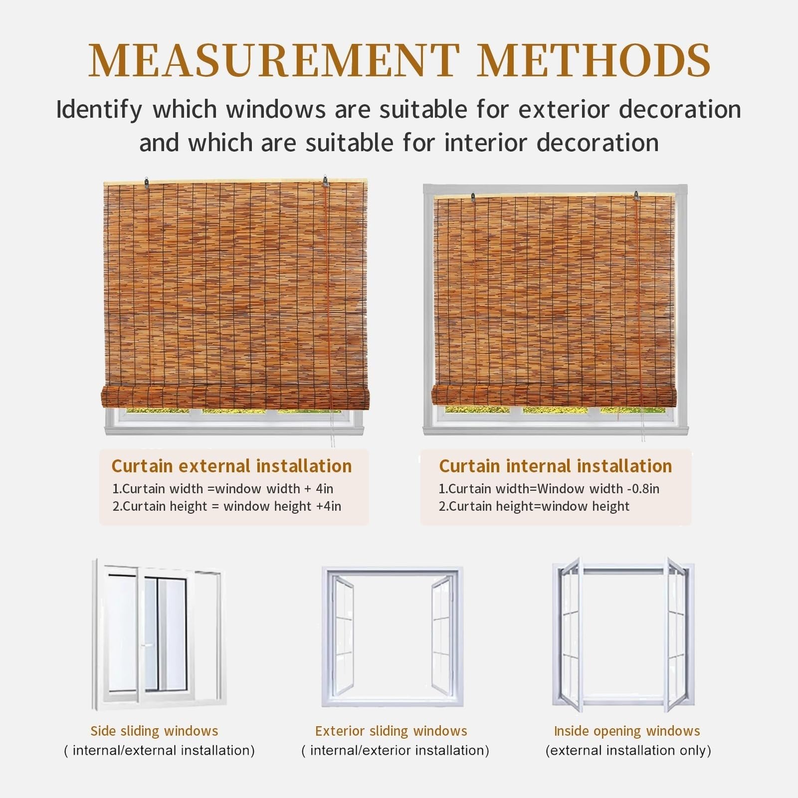 Rideau De Roseau Carbonisation Tissés À La Main, Store Enrouleur Bambou De Balcon, Stores en Bambou Rideau De Paille, pour Extérieur Patio(W39xH79IN(100x200CM))