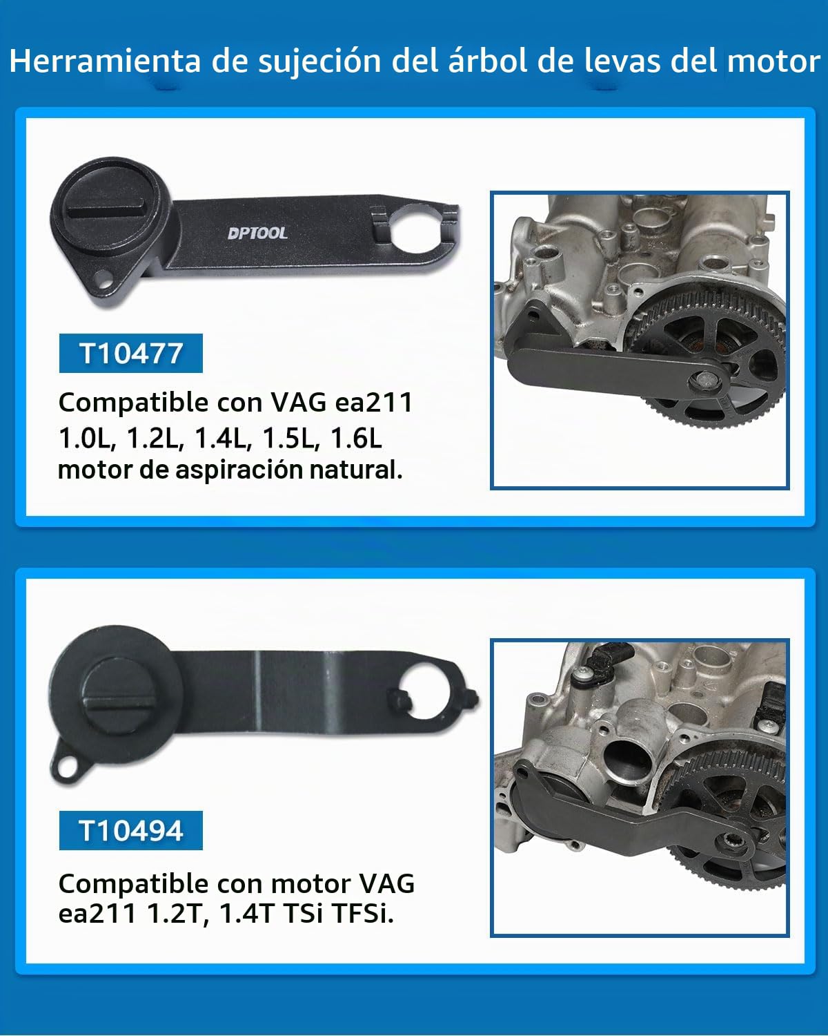 DPTOOL Juego de 8 Herramientas de sincronización de árbol de levas y cigüeñal de Repuesto para Motor VAG EA211 1.0L 1.2L 1.4L 1.6L FSI TSI TFSI Motor de Gasolina Compatible con VW Audi A3/Golf
