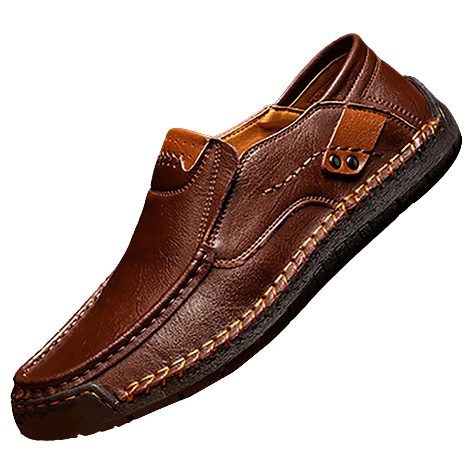 Generisch Mokassins Herren Leder Lederschuhe Herren Handgemacht Sportschuhe Bequem Laofer Flache Sohle Walkingschuhe Ohne Schnürsenkel Fitnessschuhe Einfarbig Halbschuhe Kunstleder Slip On Turnschuhe