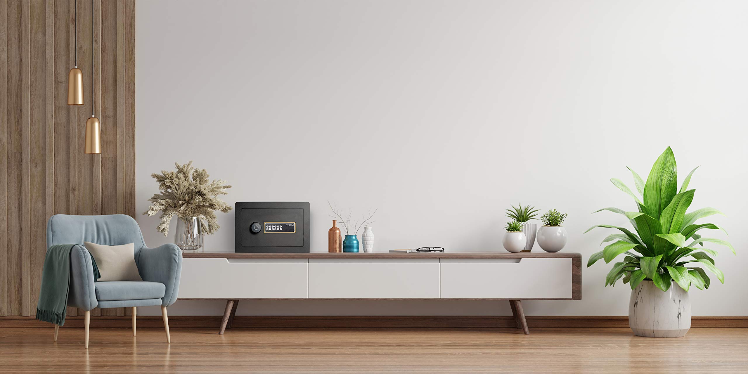 ARREGUI AWA 220740 - Caja fuerte inteligente, para colocar, Smart Safe, apertura con código electrónico, gestión a través de la aplicación móvil, compatible con Amazon Alexa, 27 x 38,5 x 32,5 cm, 23 L