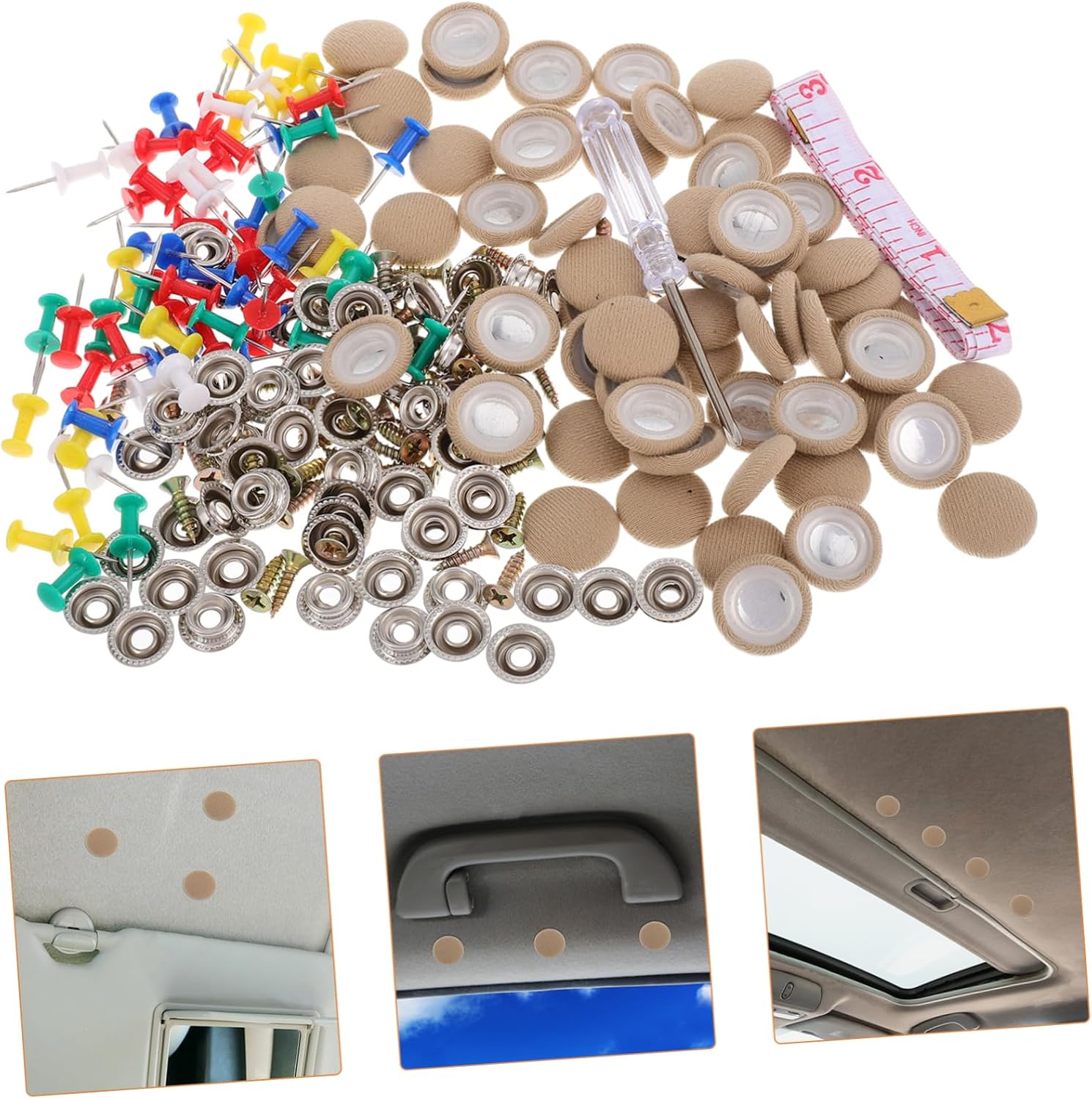ABOOFAN 60pcs Auto Roof Repair Buckles Car Roof Fabric Repair Kit Fixing Buckles