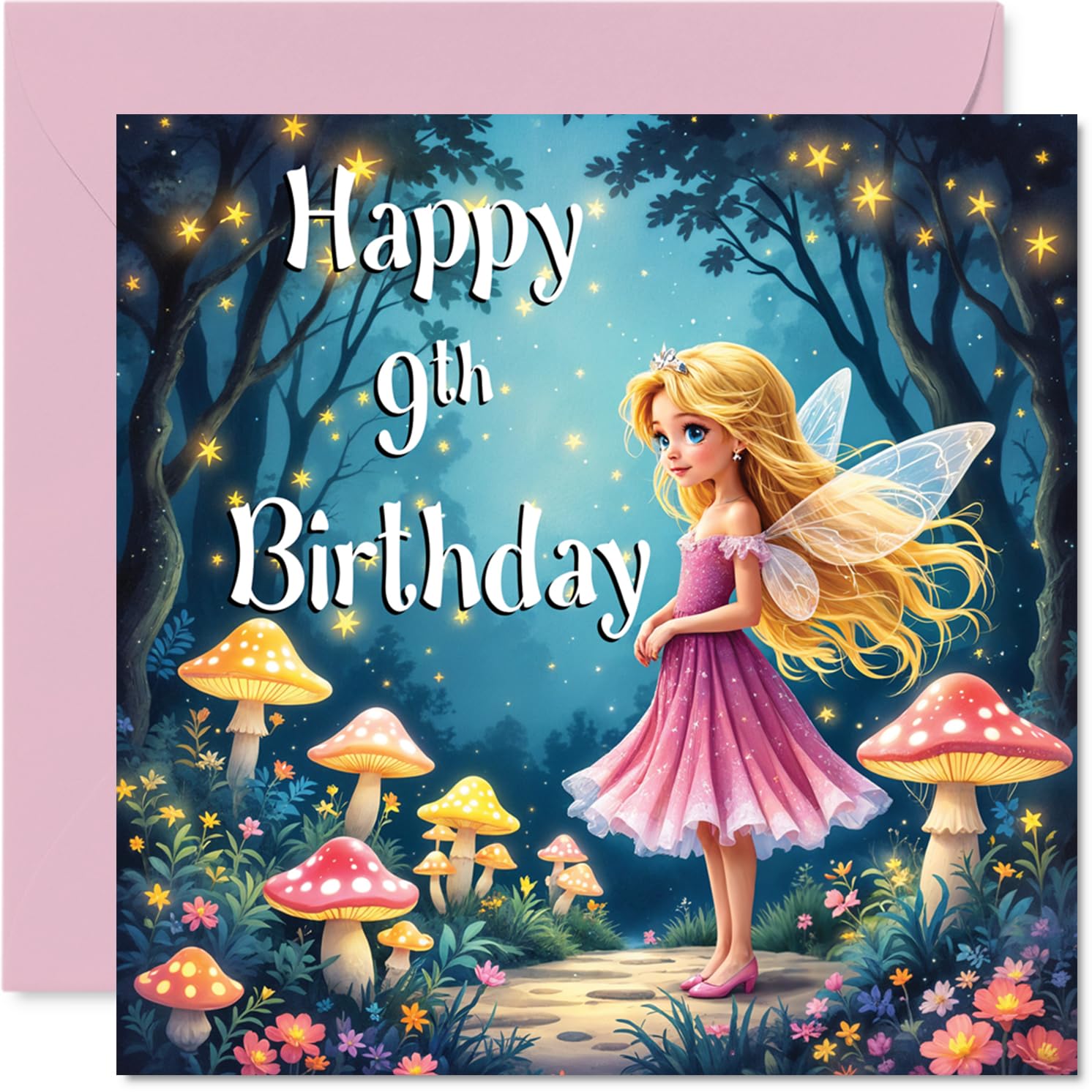 9th Birthday Cards for Girls, Fairy Garden