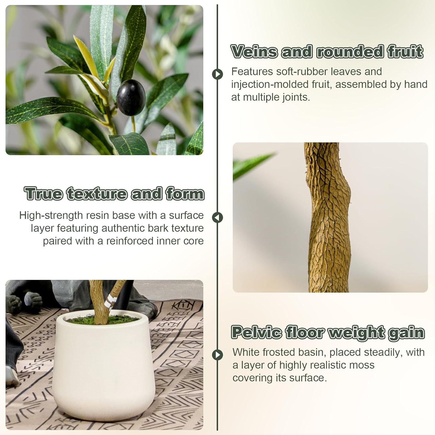 6ft Faux Olive Tree with White Pot & Moss, Artificial Olive Tree Indoor Outdoor, PE/PVC Leaves, Realistic Resin Trunk Large Fake Olive Tree Artificial Plants Indoor, Faux Plants Indoor for Home Decor