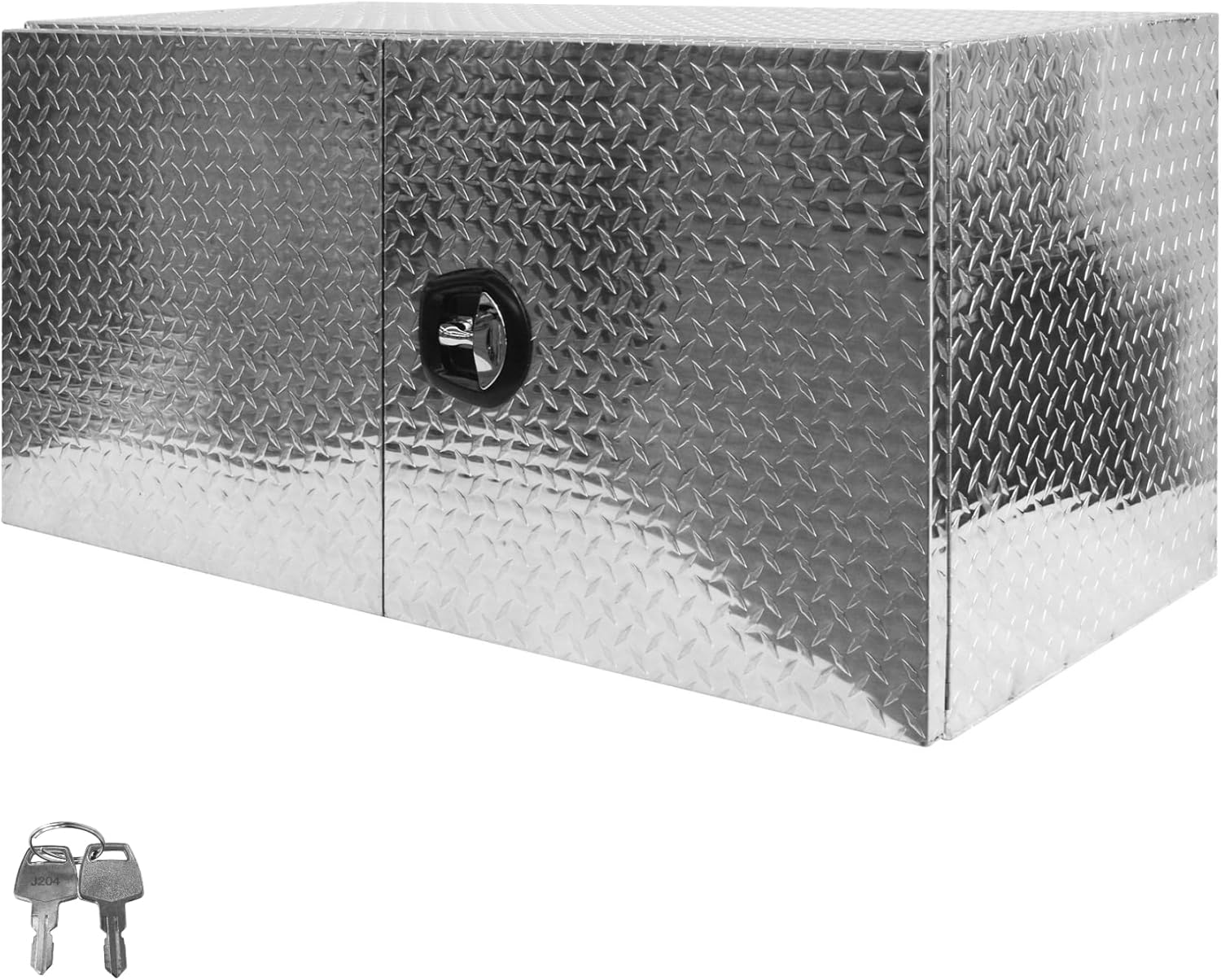 48" x 24" x 24" Diamond Tread Aluminum Underbody Truck Box with Barn Door Heavy Duty Waterproof Box Tool Storage Organizer Toolbox Suitable for Pickup Truck Bed Van Trailer