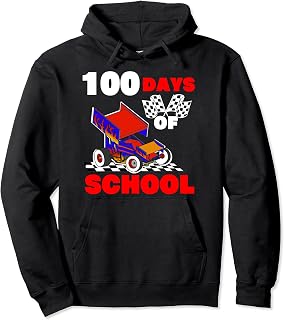 100 Days School Sprint Car Race Dirt Track Students Boys Pullover Hoodie