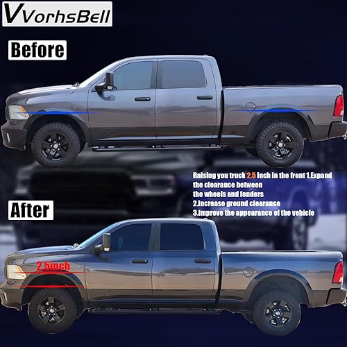 Miniatura 5 de Kits de elevación de nivelación delantera de 2.5 pulgadas para Ram 1500 4WD 4X4,2.5 pulgadas 2009-2022 Espaciadores de puntal delantero para Dodge