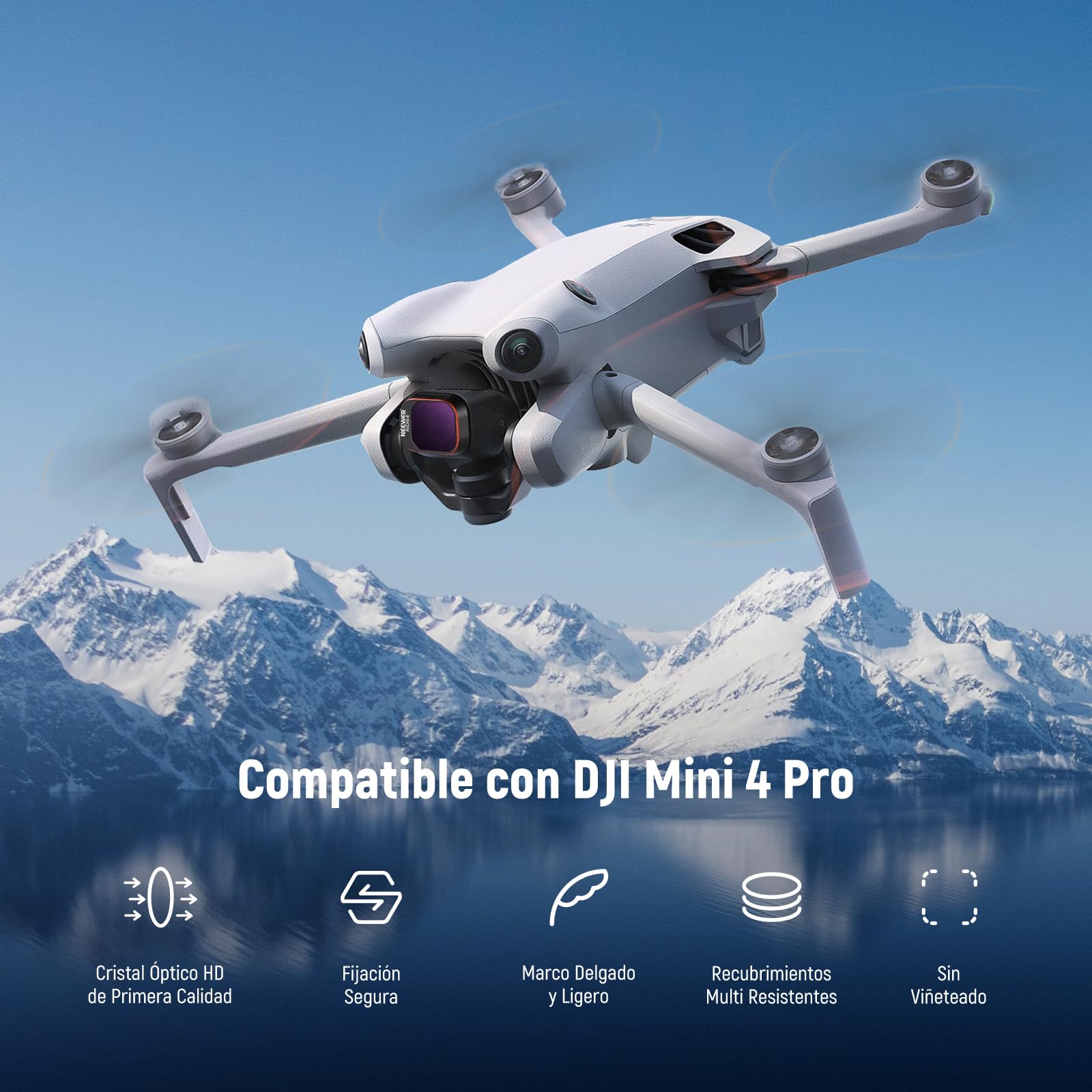 Neewer Juego de filtros ND y CPL compatibles con DJI Mini 4 Pro, paquete de 8 filtros de lente polarizador UV CPL ND8 ND16 ND32 ND64 ND128 ND256 CPL, polarizador de densidad neutra para drones, vidrio