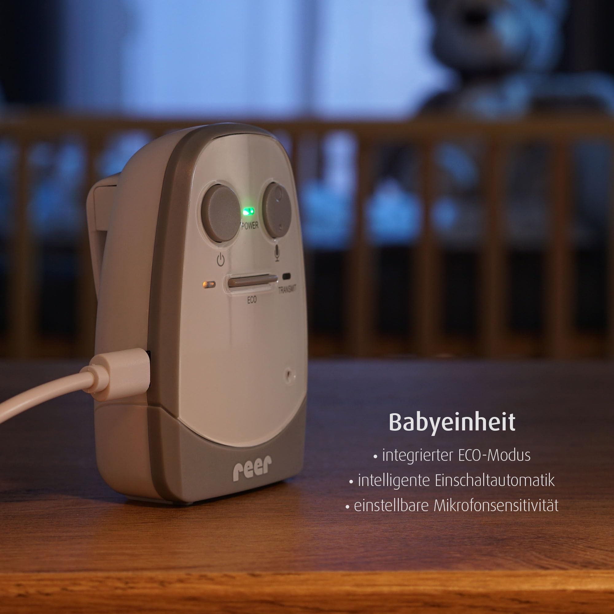 Reer Nova 50140 Babyphone avec réglage du volume et affichage optique du bruit Portée 450 m Blanc