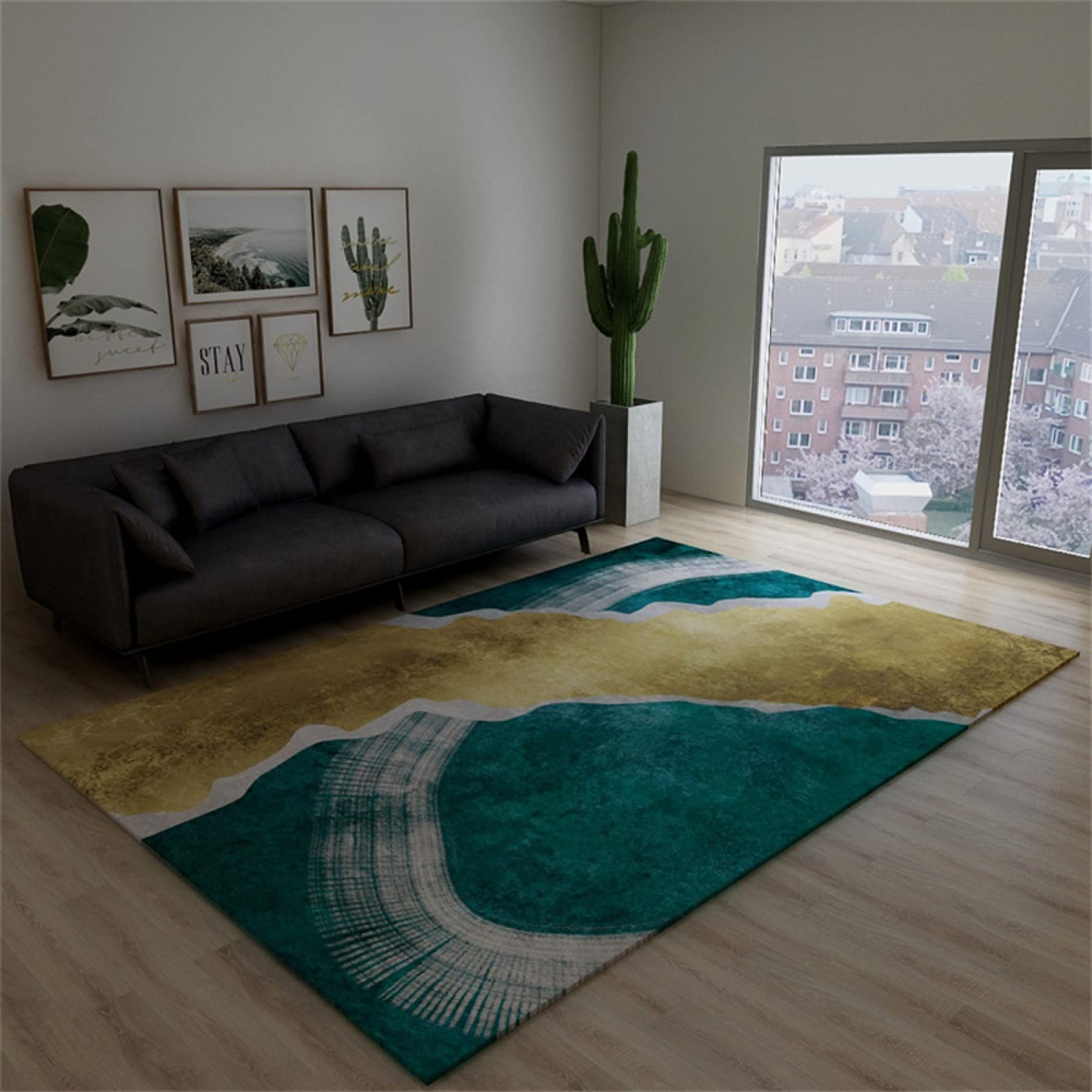 Tapis vert 140x200cm pour bureau et chambre enfant rectangulaire