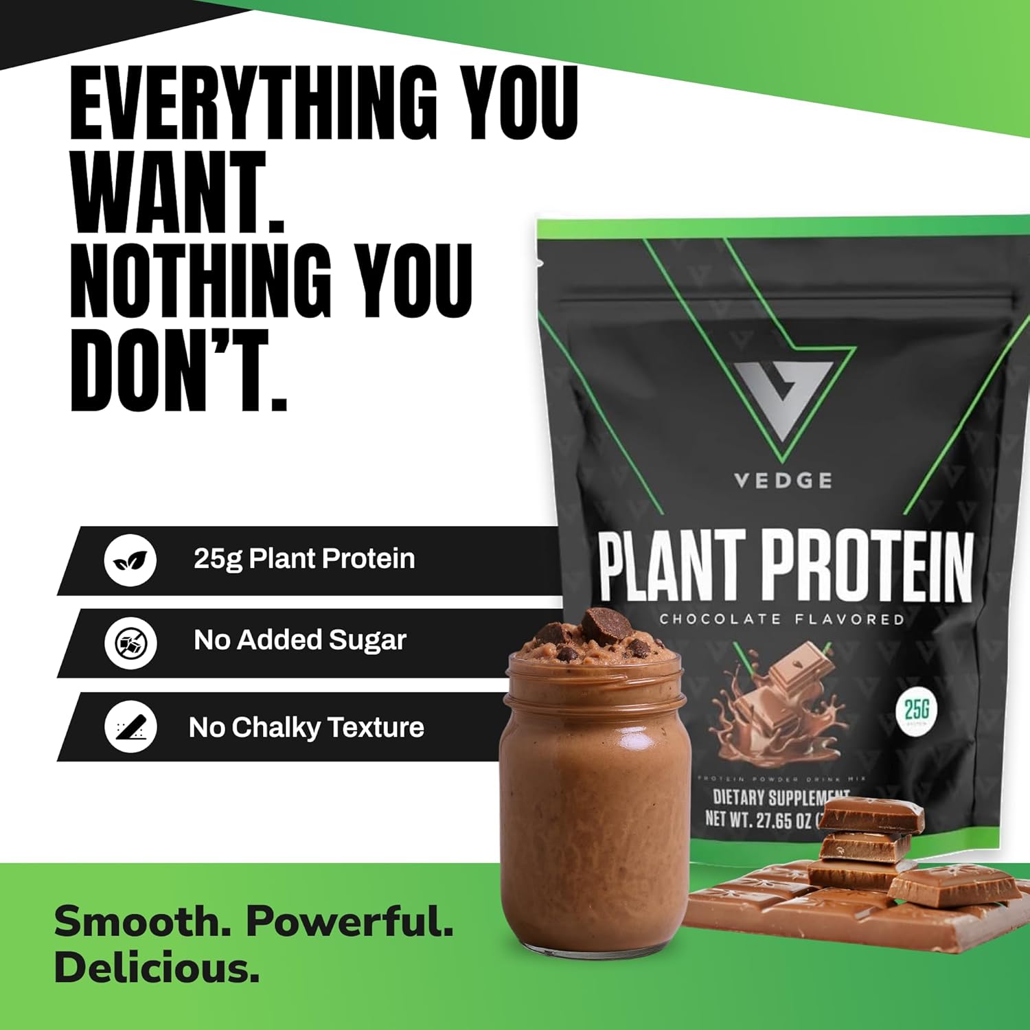 VEDGE Vegan Protein Powder - Plant Protein Powder with Pea, Pumpkin & Sunflower - USDA Organic, Amino Acids, Dairy Free, Gluten Free, Soy Free, Keto, Non GMO, Smooth Texture - Chocolate - 20 Servings - Image 2