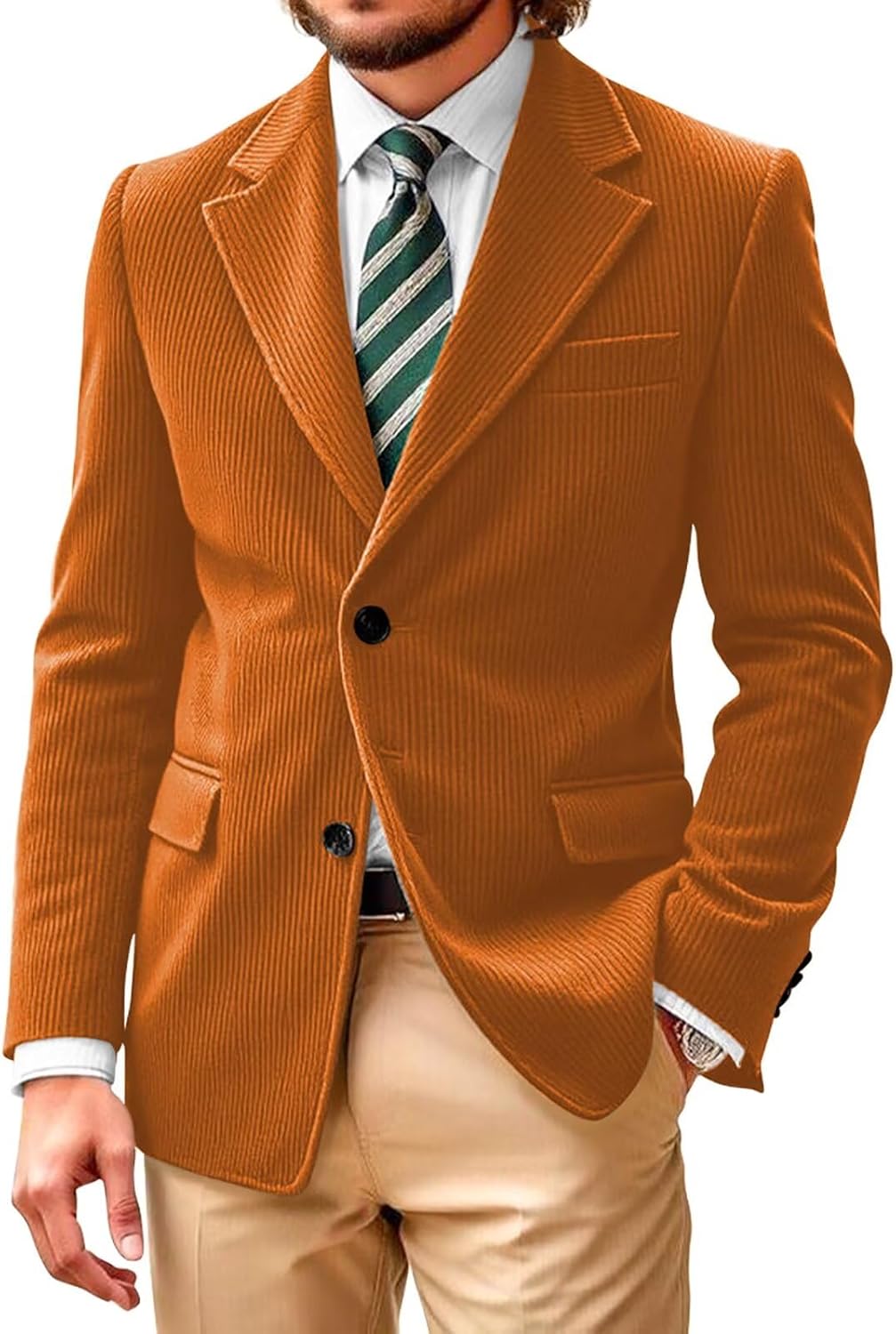 Mens Corduroy Suit Blazer Jackets Casual Vintage Sport Coats Classic 2 Button Business Blazer Jacket