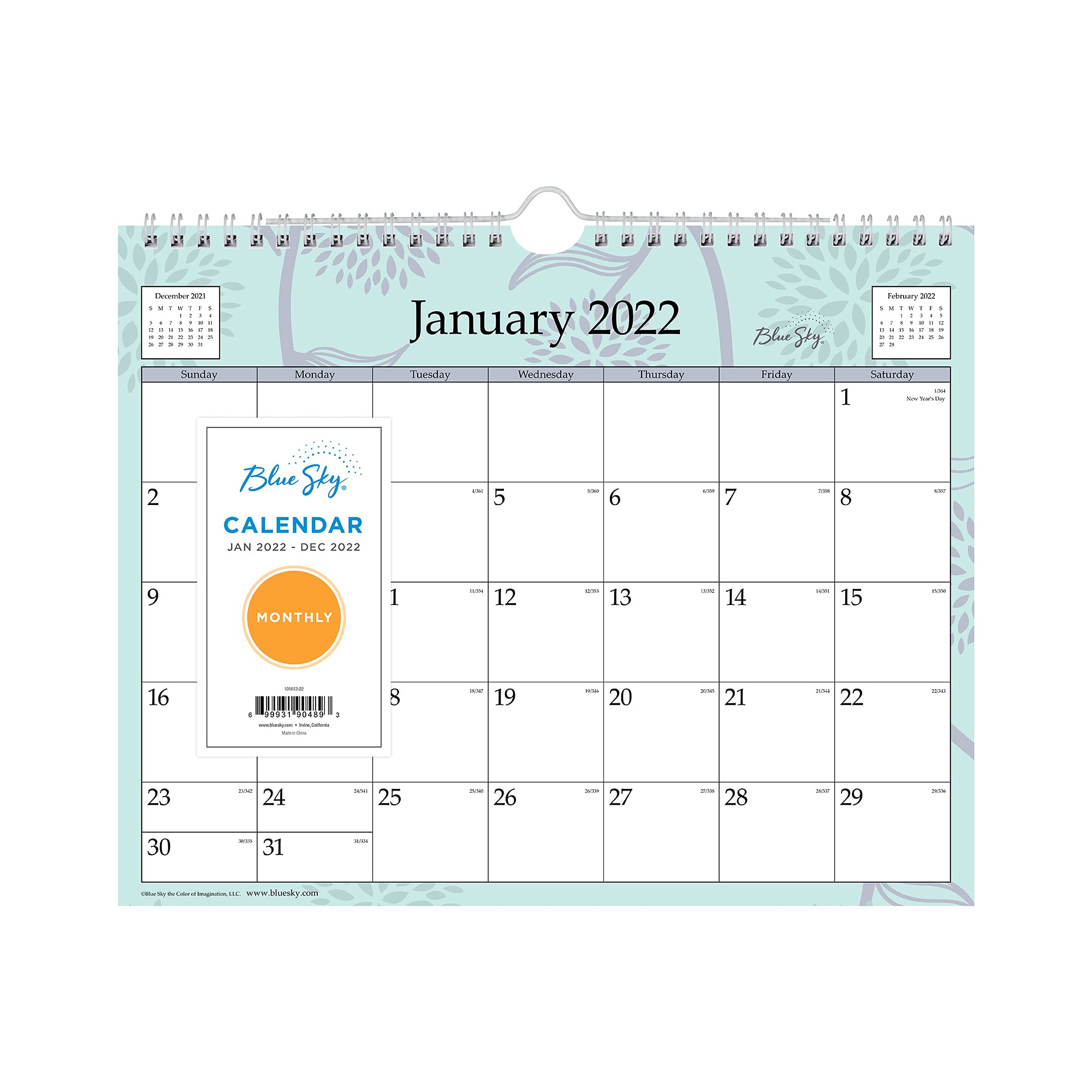 Blue Sky Wandkalender 2022, Monatskalender, 27,9 x 22,2 cm, Spiralbindung, breite Blöcke, Rue Du Flore (101613-22)