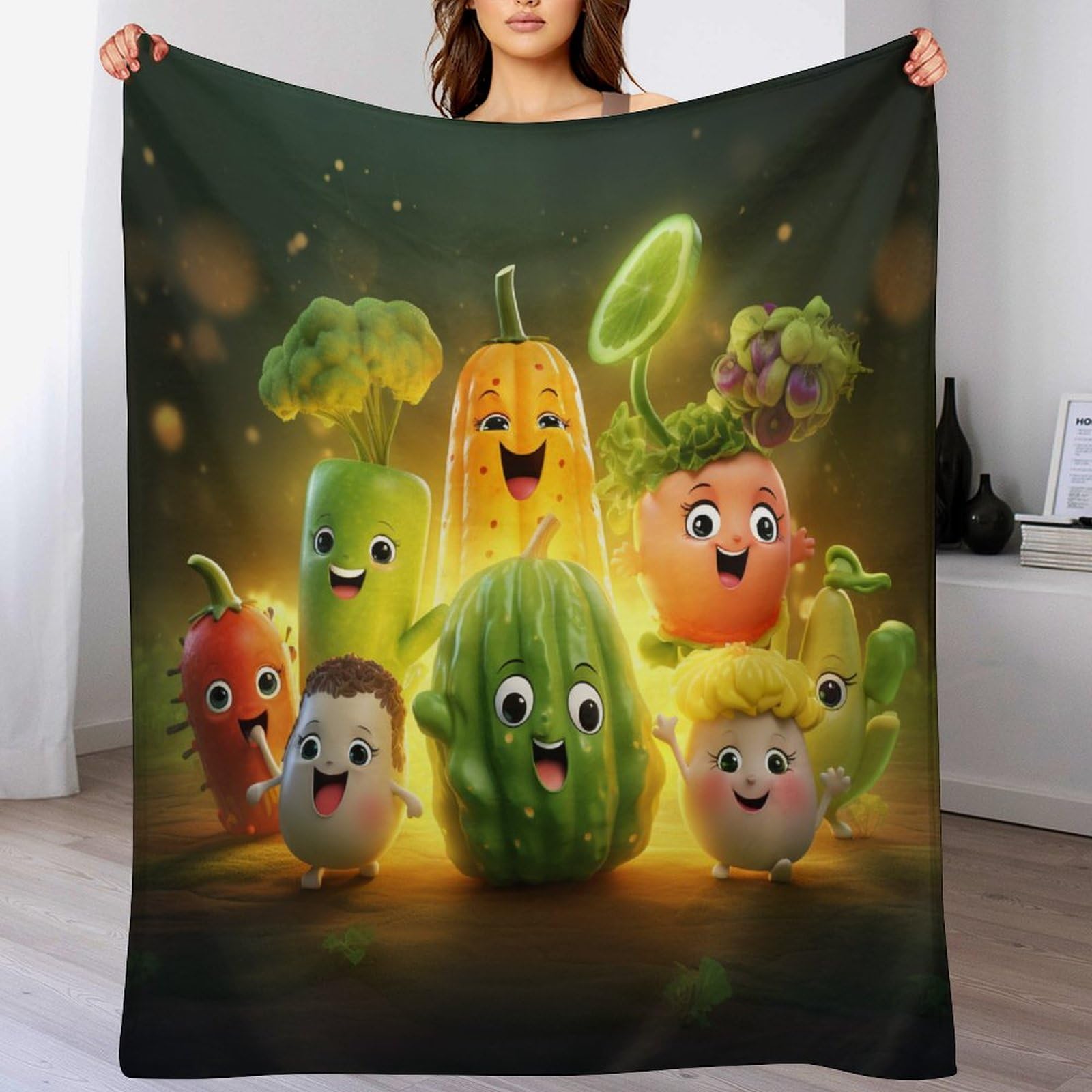 Couverture pour enfants et adultes motif légumes plaid flannel imprimé 3D