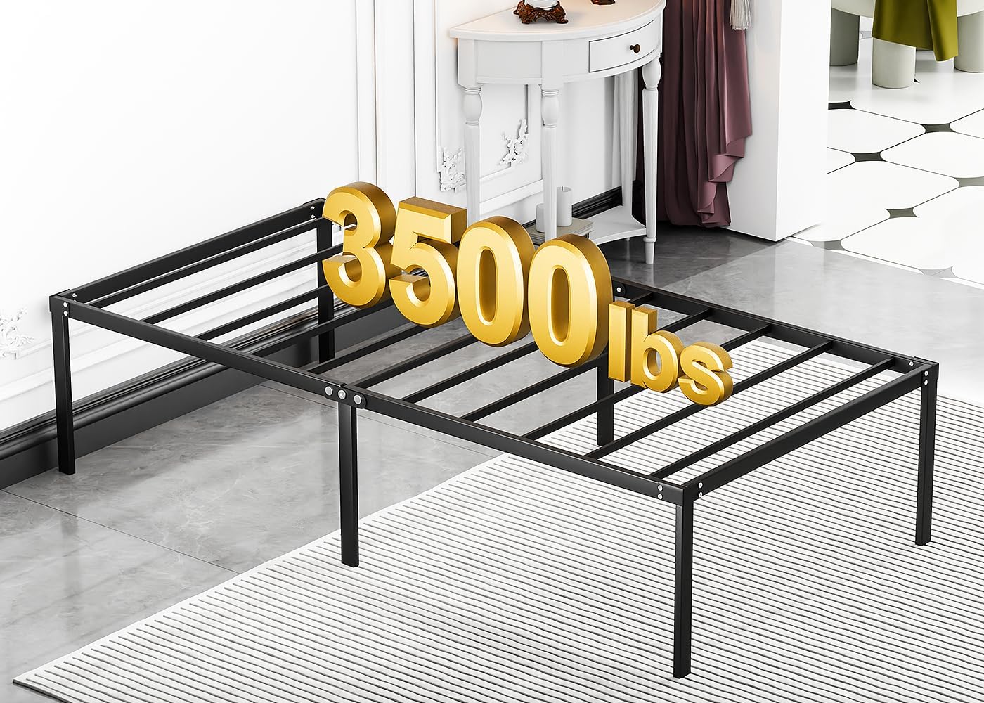 LEVELEVE Twin Bed Frame Heavy Duty 18 Inch, Sturdy Metal Platform with Strong Bearing & Under Bed Storage, No Box Spring Needed, Easy Assembly, No Shake Twin 18IN