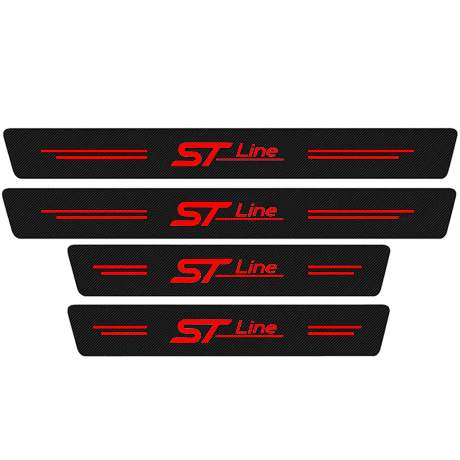 4 Pezzi Battitacco per Auto Sticker, per Ford ST-Line ST Line stline Accessori Tuning, Adesivo per Il Bordo della Davanzali Pellicola AntiGraffio Porte in Fibra Carbonio,Red