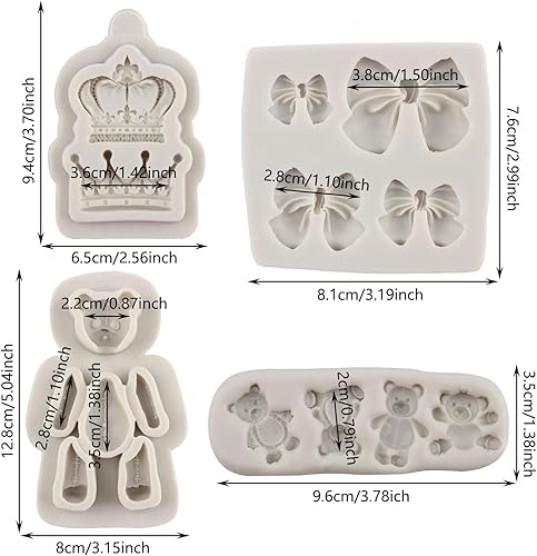 Miniatura 2 de Moldes de silicona para fondant de oso, molde de corona, moldes de chocolate para decoración de pasteles de azúcar, decoración de cupcakes, pasta de