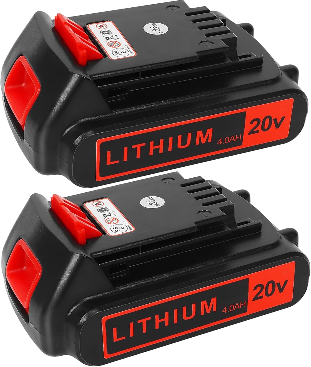 Battery for Black+ Decker 20V Lithium: 4.0 ah Replacement Compatible with LBXR20 LBXR2020 LBX20 LBXR2520 LB2X4020 LB2XR20 2 Packs