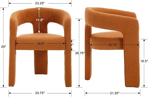 Miniatura 2 de Modern Boucle Silla de comedor, silla de cocina tapizada de sherpa con brazos, cómoda silla lateral de barril para sala de estar, oficina en casa,