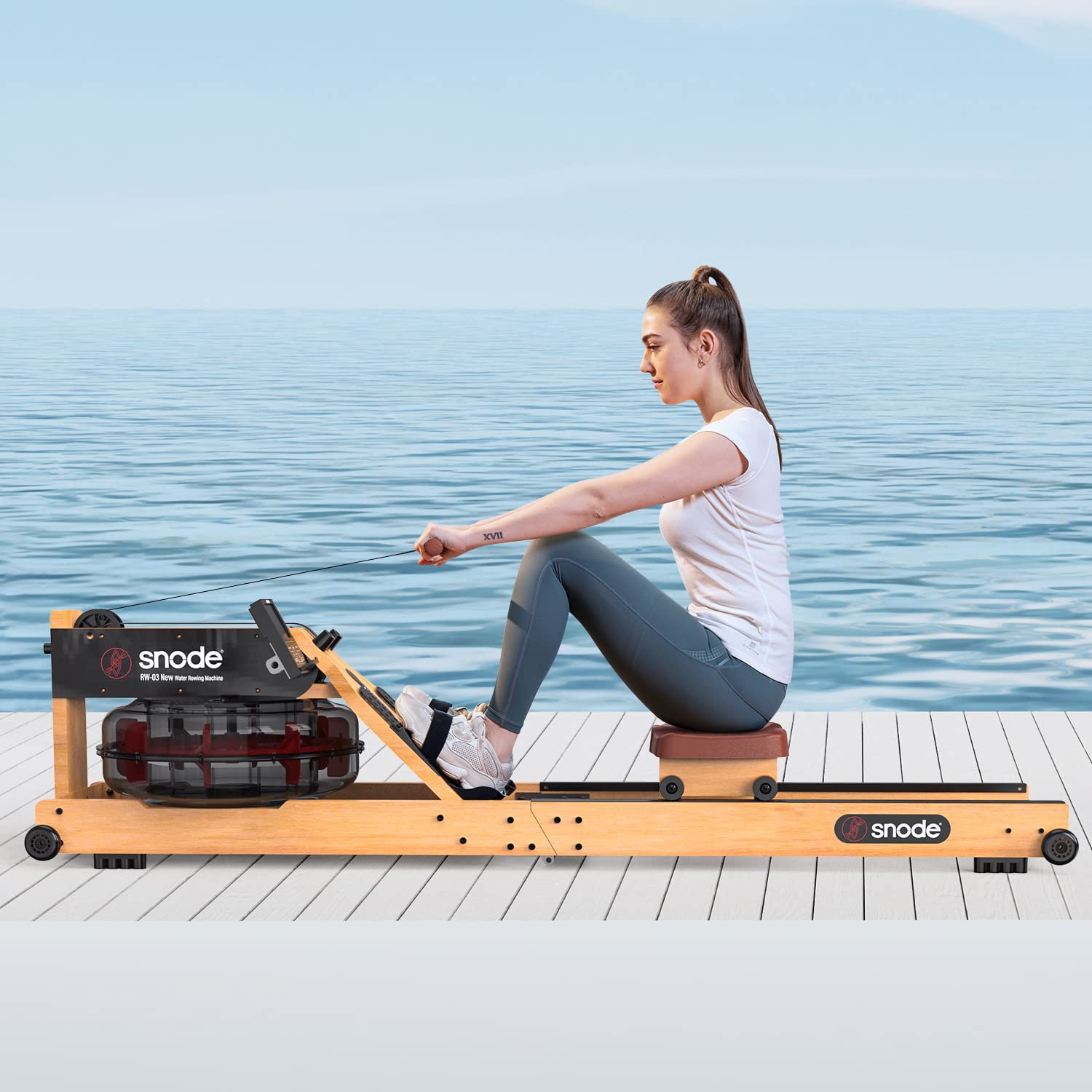 Buy SNODE Wood Water Rowing Machine for Home Use, Foldable Water Rower