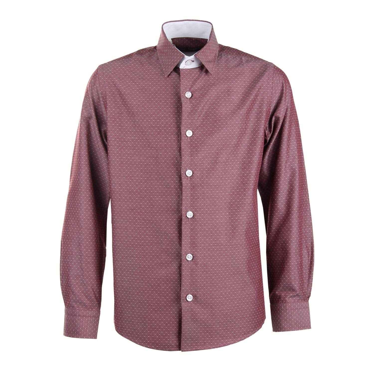 G.O.L. - Jungen festliches Hemd Langarm Slim fit Gemustert, Bordeauxrot – 5549200, Größe 170