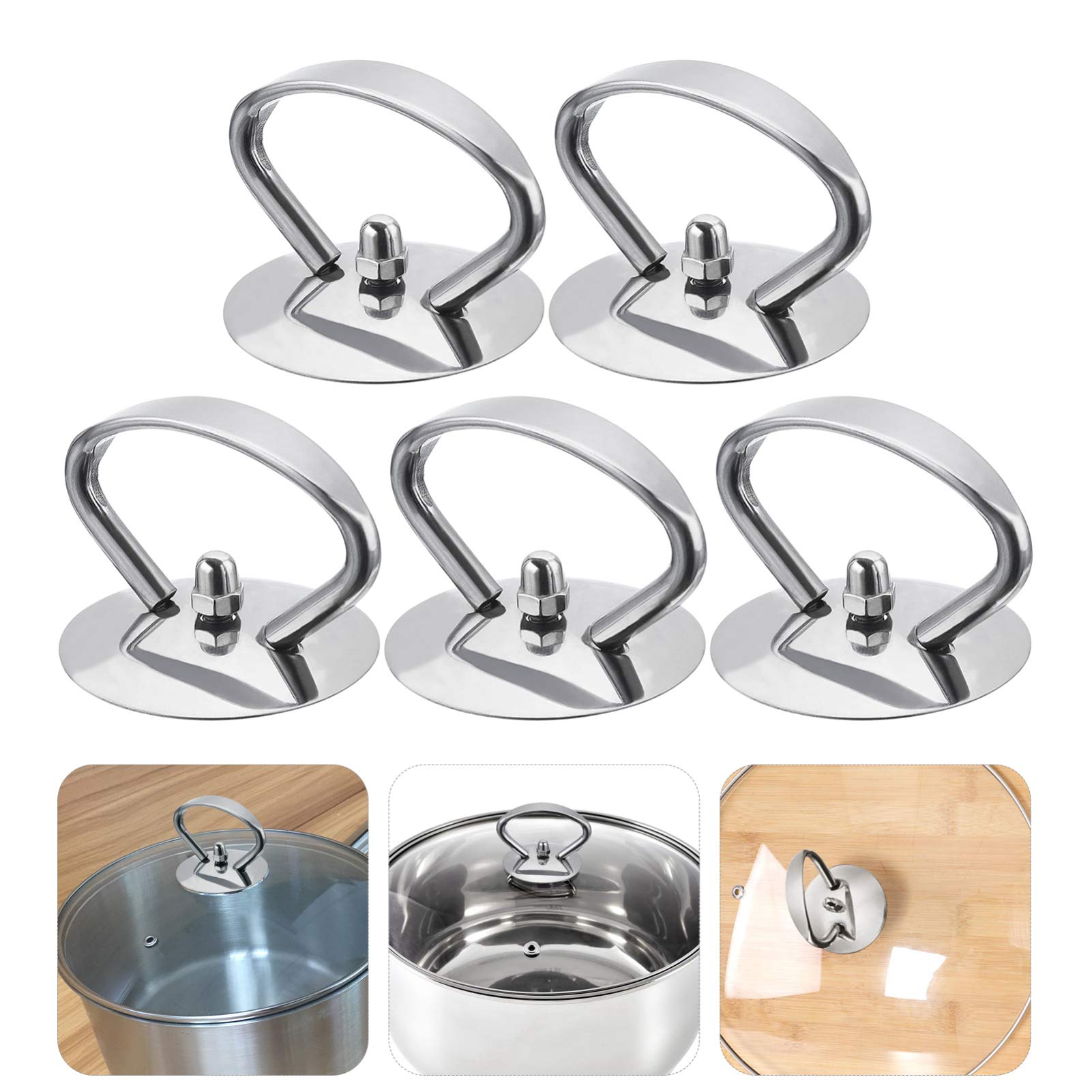DOITOOL Replacement Pan Lid Knobs Pot Lid Knobs Replacement Stainless Steel Saucepan Lid Knobs Pan Grip Lid Cover Knob Kitchen Cookware Replacements (Silver) 5pcs Pot Lid Cover Knob Handle - Image 2