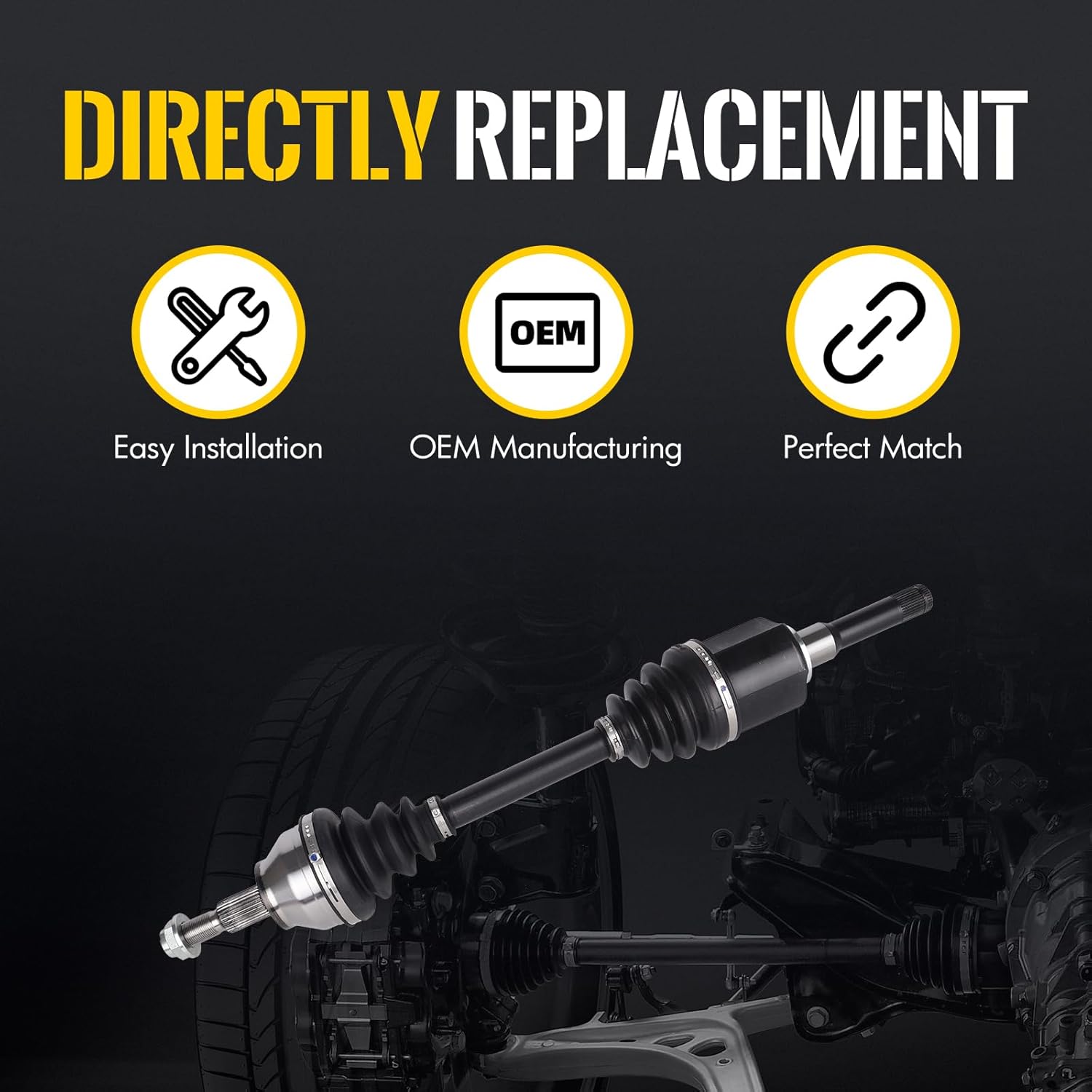 KUSATEC CV Axle Shaft Assembly Compatible with Ford Escape 2013-2019; Lincoln MKZ 2013, Front Left side, 2.0L L4, Replace# 662284 66-2284