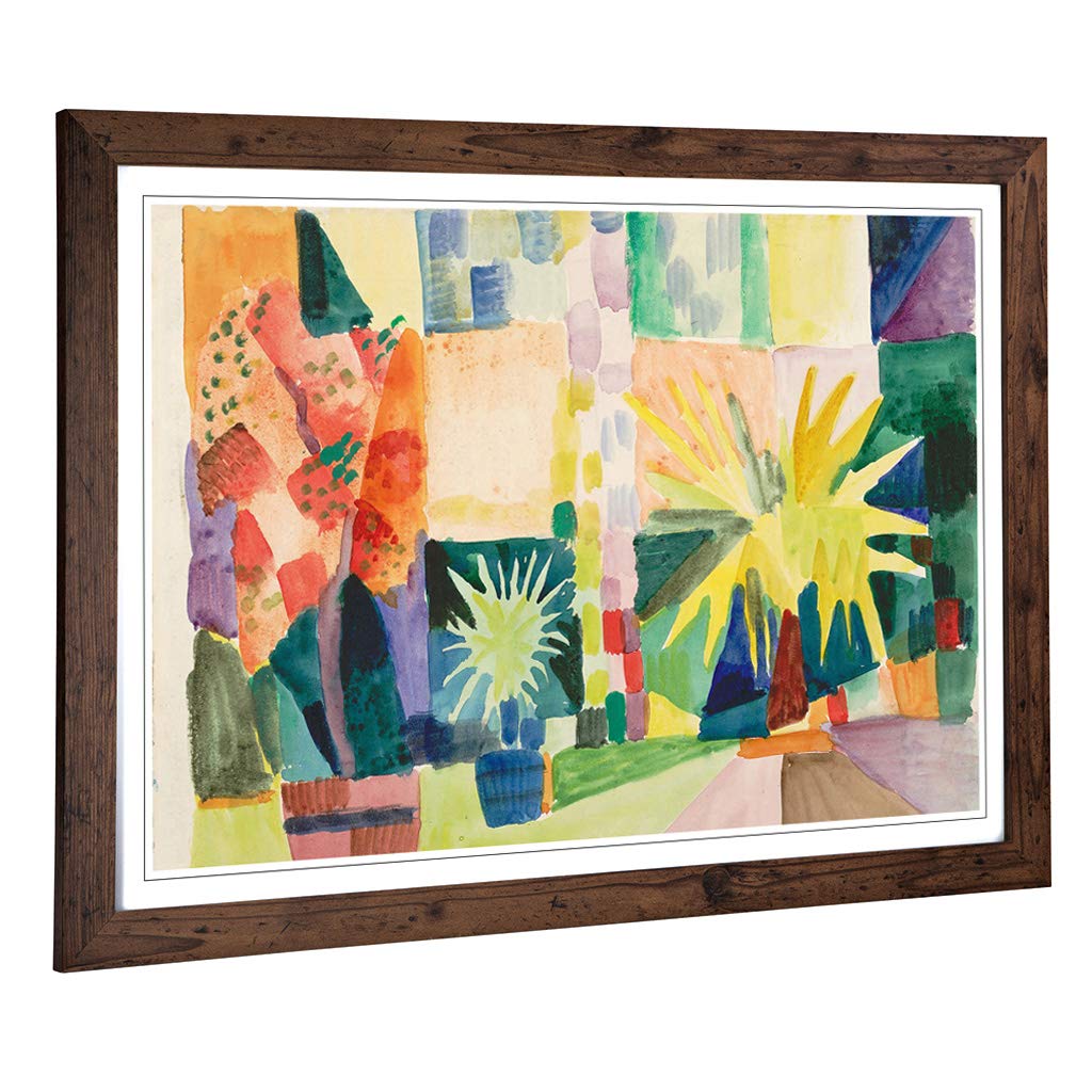 Big Box Art Framed Print of August Macke Garden on The Lake Design | Wall Art Picture | Home Decor for Kitchen, Living Room, Bedroom, Hallway, Walnut, A2 / 24.5x18 Inch / 62x45cm