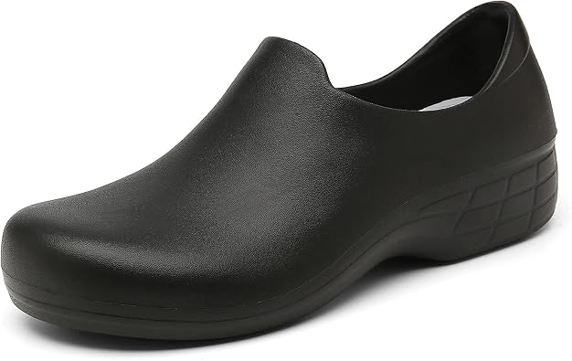 JSWEI Womens Chef Shoes, Waterproof, Oil-Resistant, Non-Slip Kitchen Shoes, Lightweight, with Insole, Comfortable Work Shoes for Kitchen, Restaurants, Food Processing, Halls, Factories Black